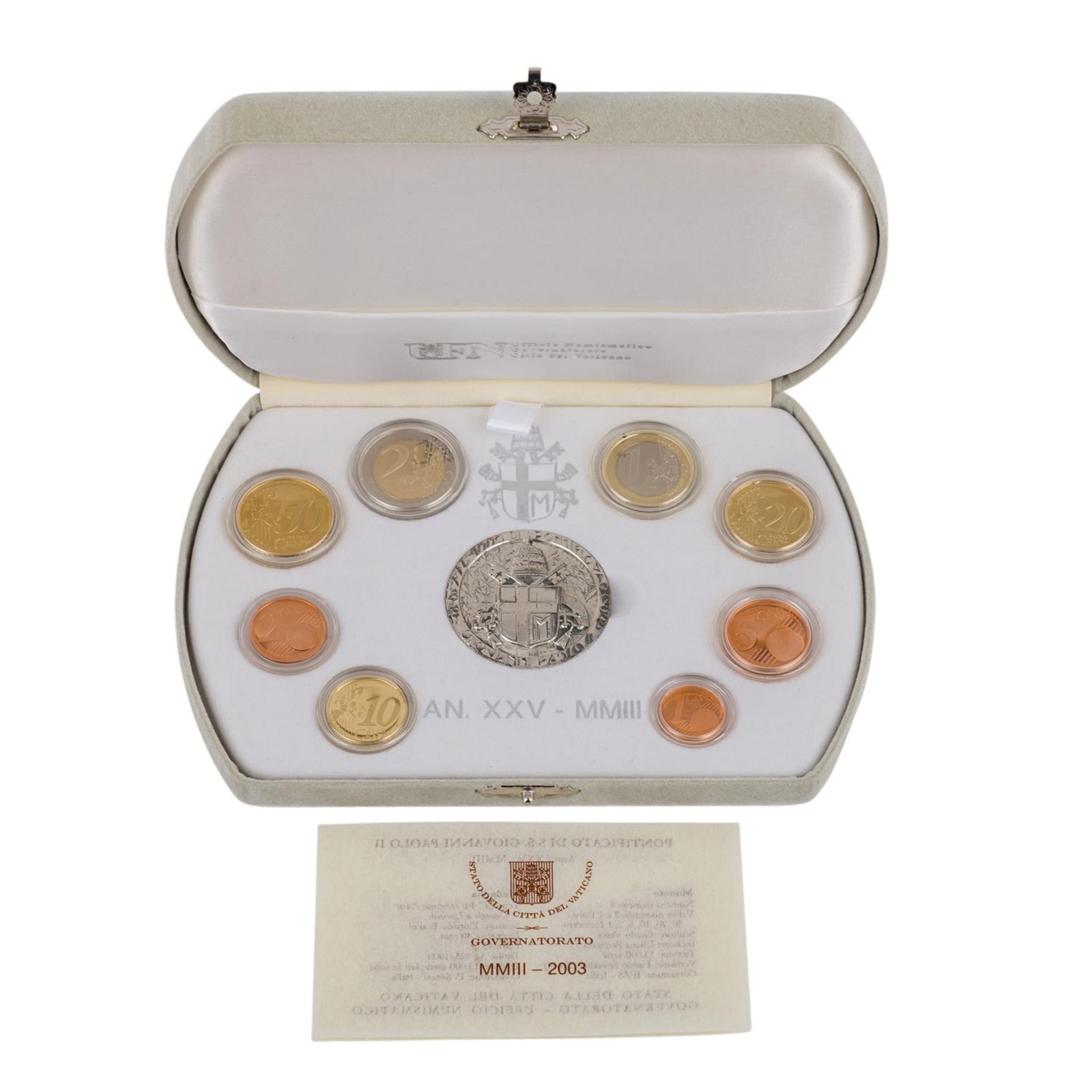 Vatikan - Prestige Euro-Kursmünzensatz mit Silbermedaille,Pontifikat Johannes Paul II. im Jahr 2003.