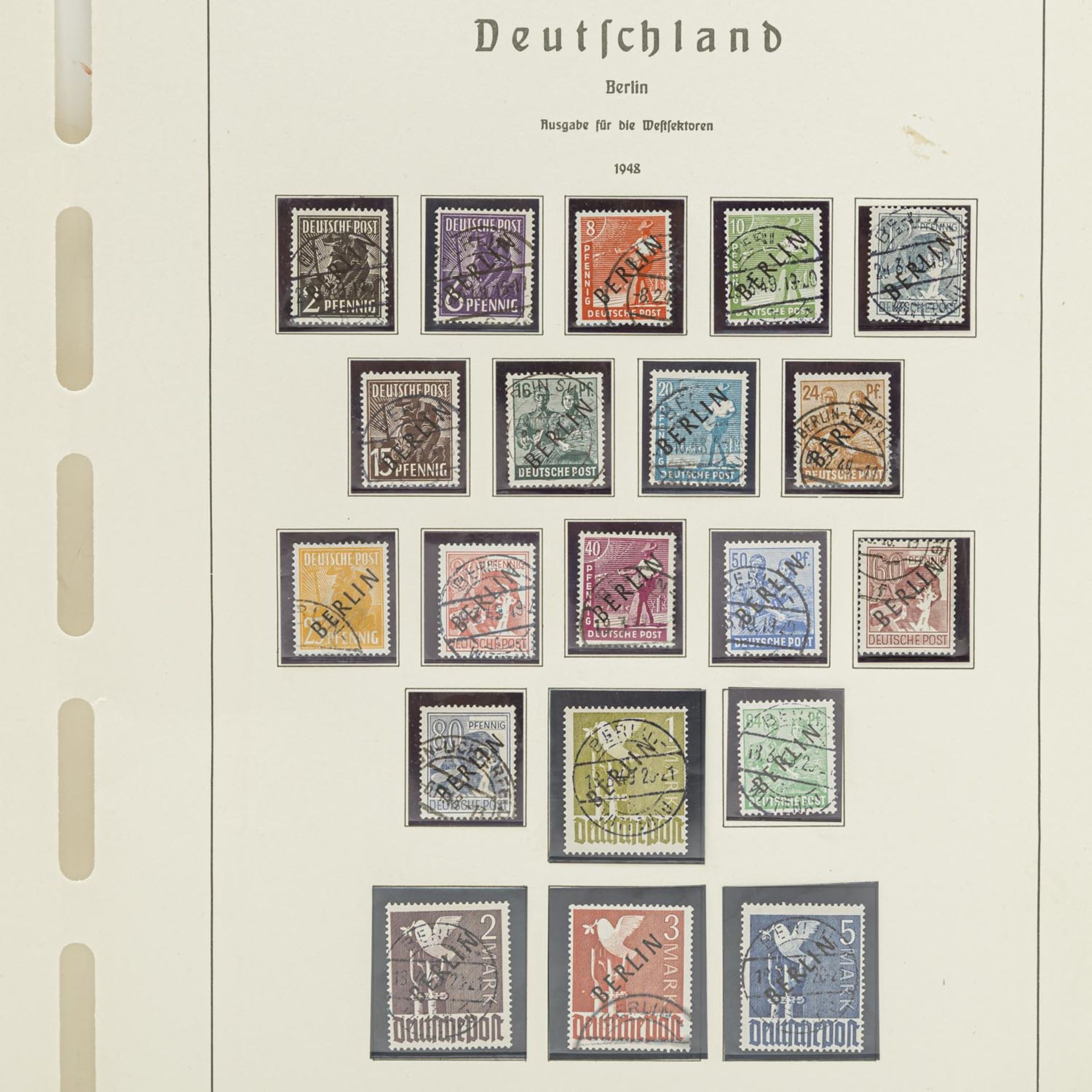 Berlin - 1948, Schwarzaufdruck, gestempelt, mit Attest Schlegel,für die Michel Nr. 1,4,11,13,16,17, - Bild 2 aus 2