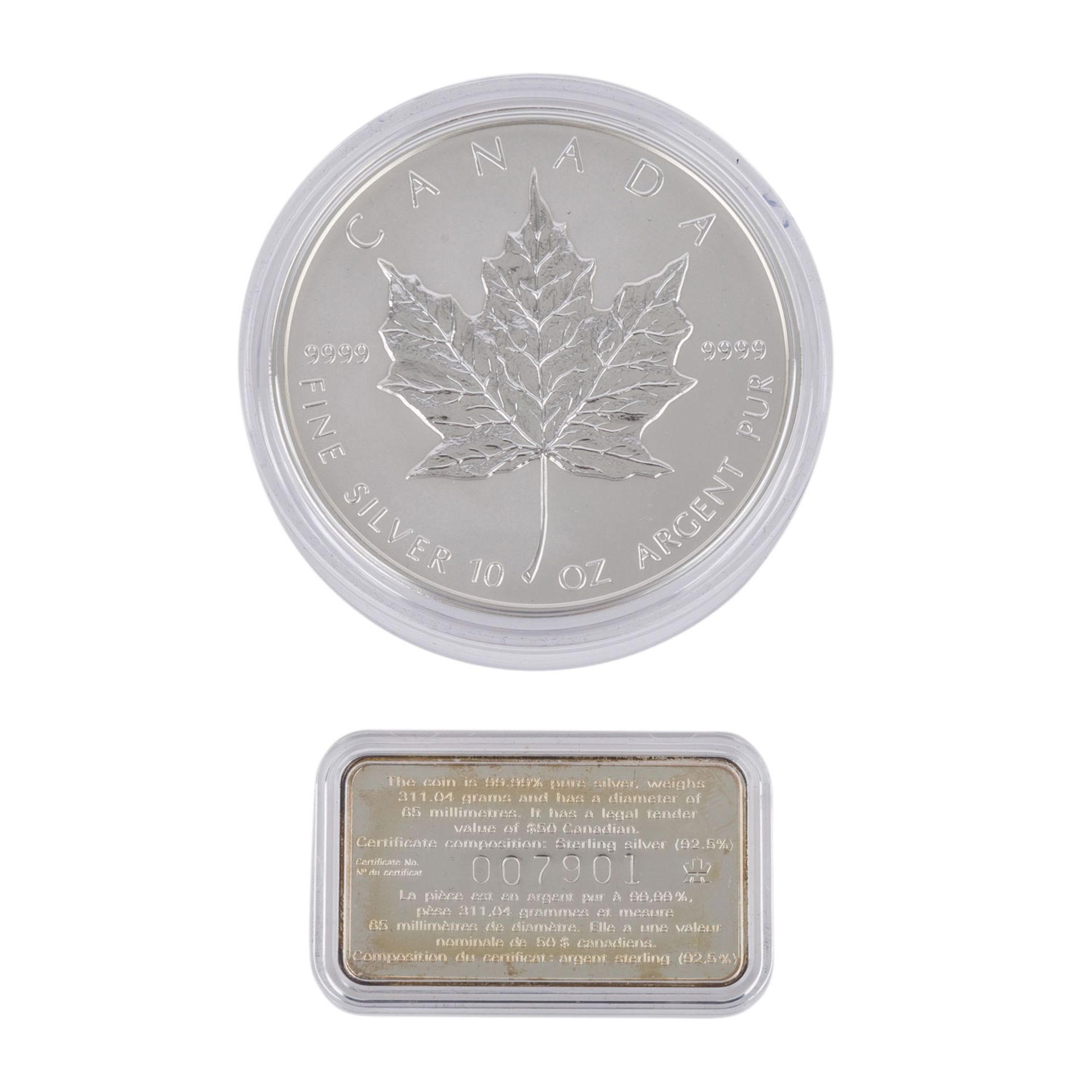 Kanada/SILBER - 10 Unzen Maple Leaf 1998,st, OriginalboxCanada/SILVER - 10 ounces Maple Leaf 1998, - Bild 2 aus 3