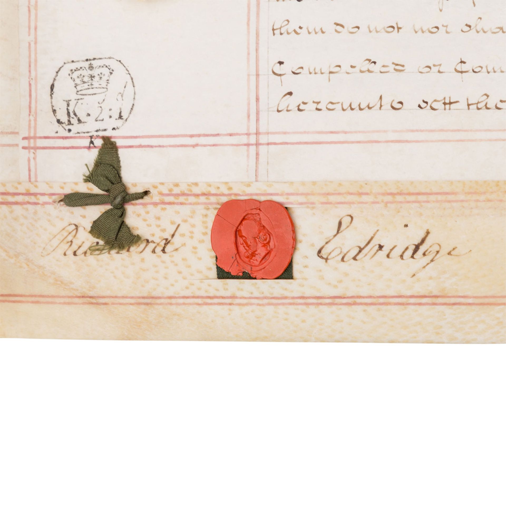 4 seitige Urkunde Großbritannien mit 4 Siegelnversehen, datiert 1792. Dazu noch 2 kleinformatige - Bild 3 aus 10