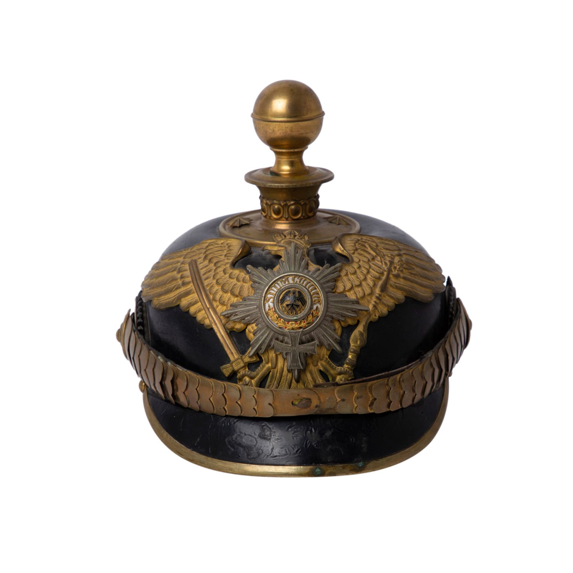 Preussen - Pickelhaube Reserve Offizier der Garde,vergoldeter Gardeadler und emaillierter Gardestern - Bild 5 aus 5