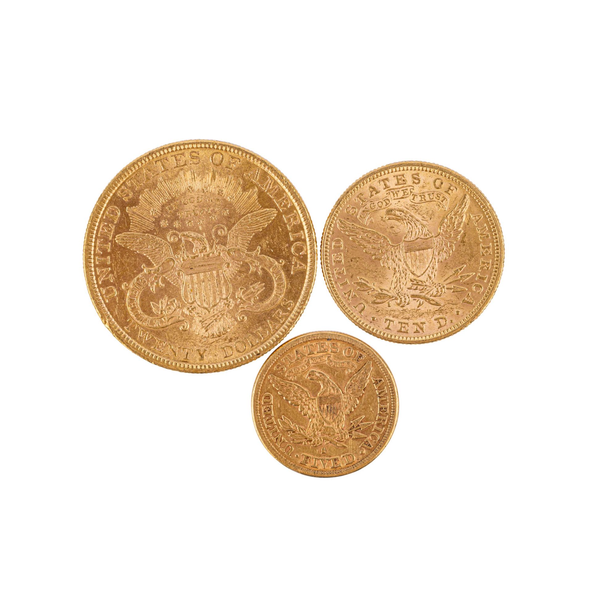 USA/GOLD - 20 Dollars 1896 Liberty Head, 10 Dollars1899 Liberty Head und 5 Dollars 1880 Liberty