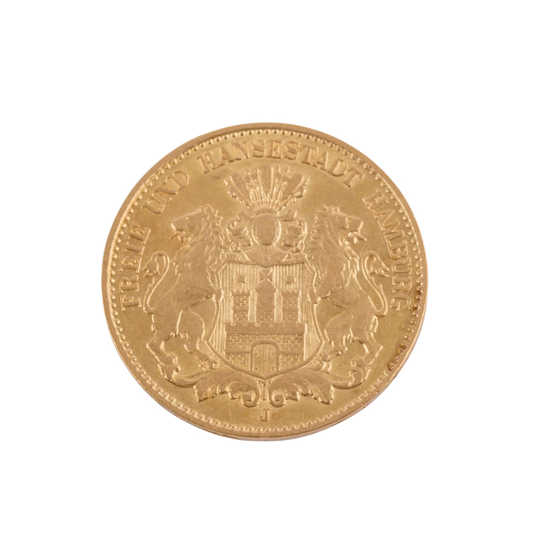 Hamburg/GOLD - 10 Mark 1900 J,Freie und Hansestadt Hamburg, ca. 3,58 g fein, ssHamburg/GOLD - 10