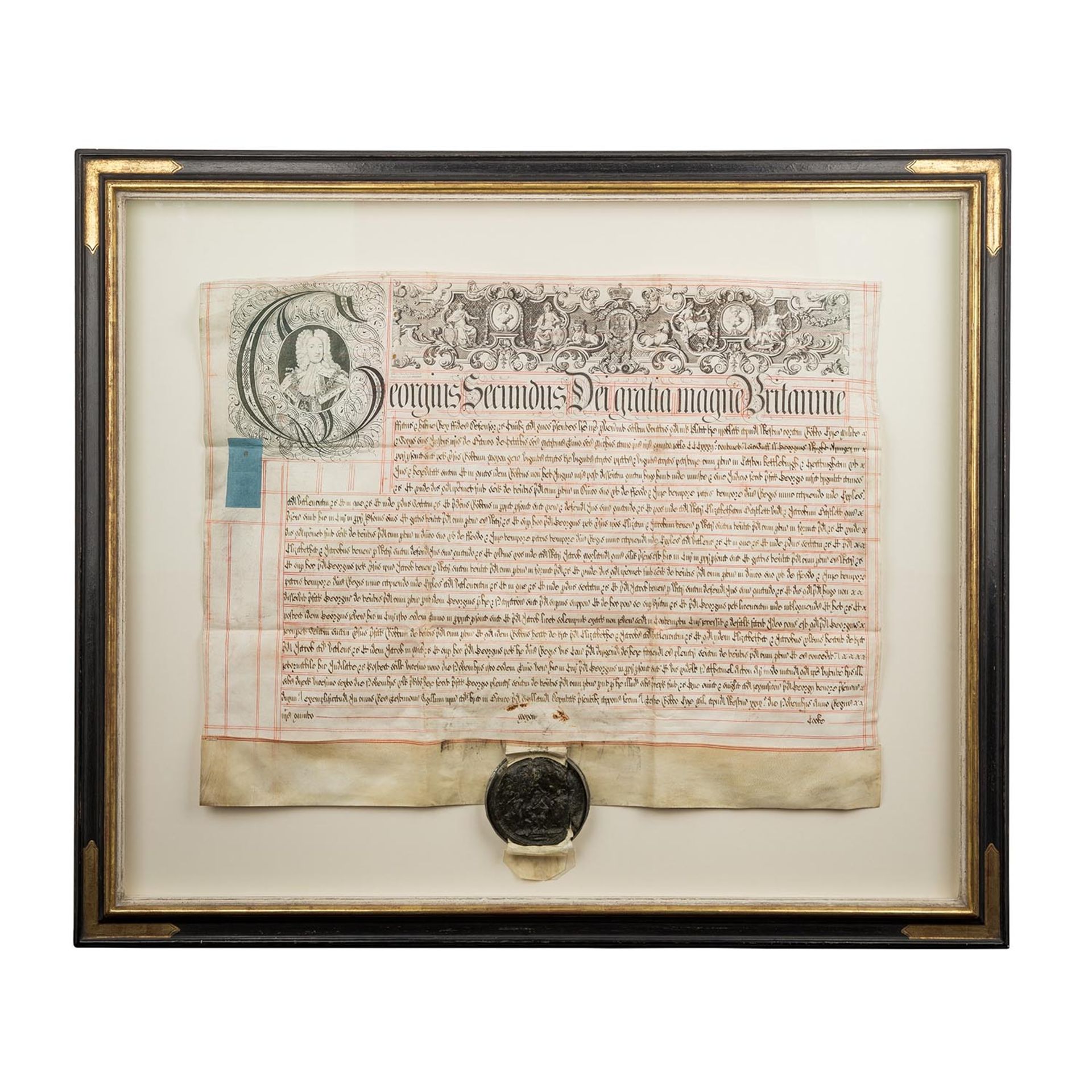England - Große seltene historische Urkunde des 18. JahrhundertsKönig Georg II. (1683 Hannover -