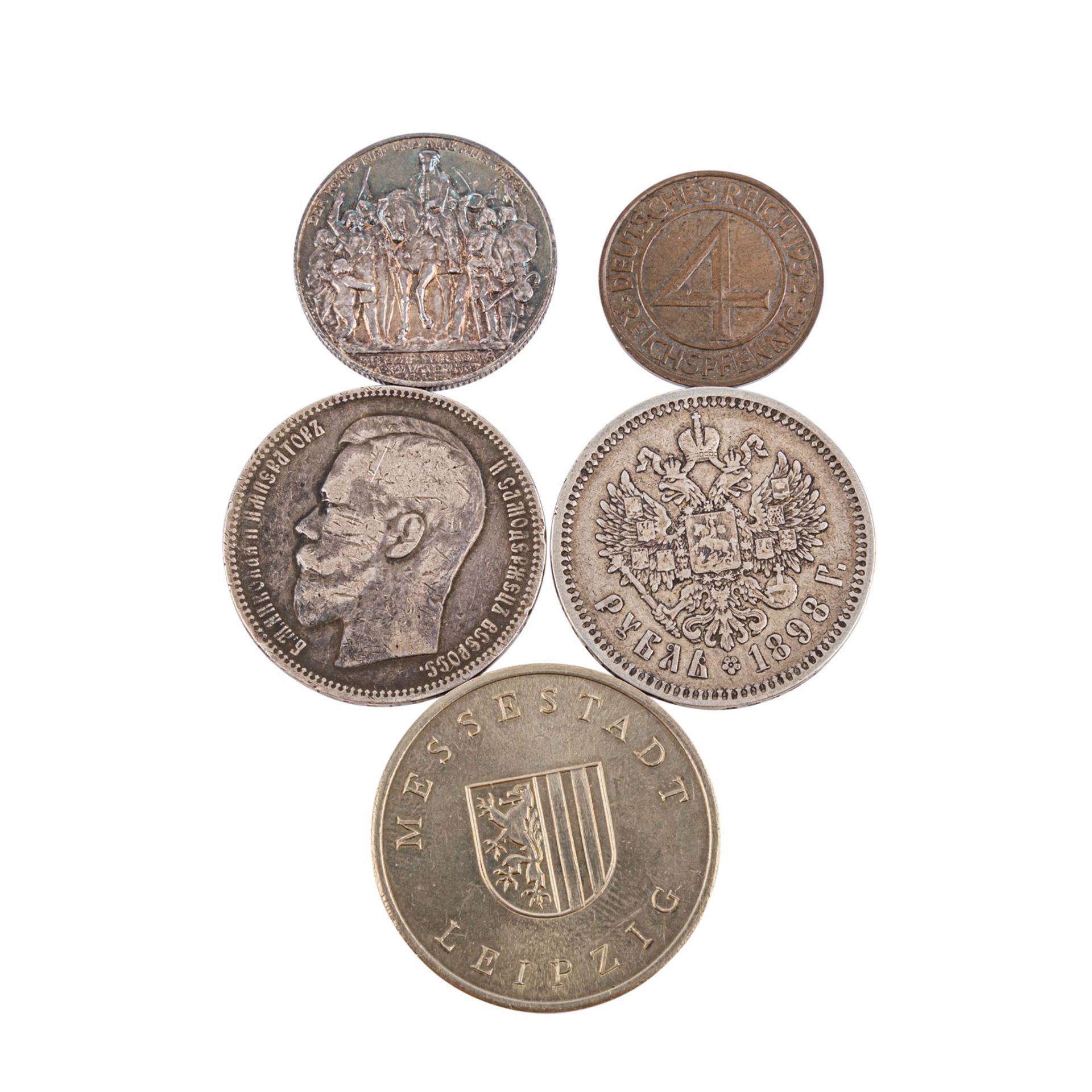 Interessantes Münzlot mit u.a.so genanntem Engelsgroschen, Russland 2 x 1 Rubel 1896 und 1898 r - Bild 3 aus 3