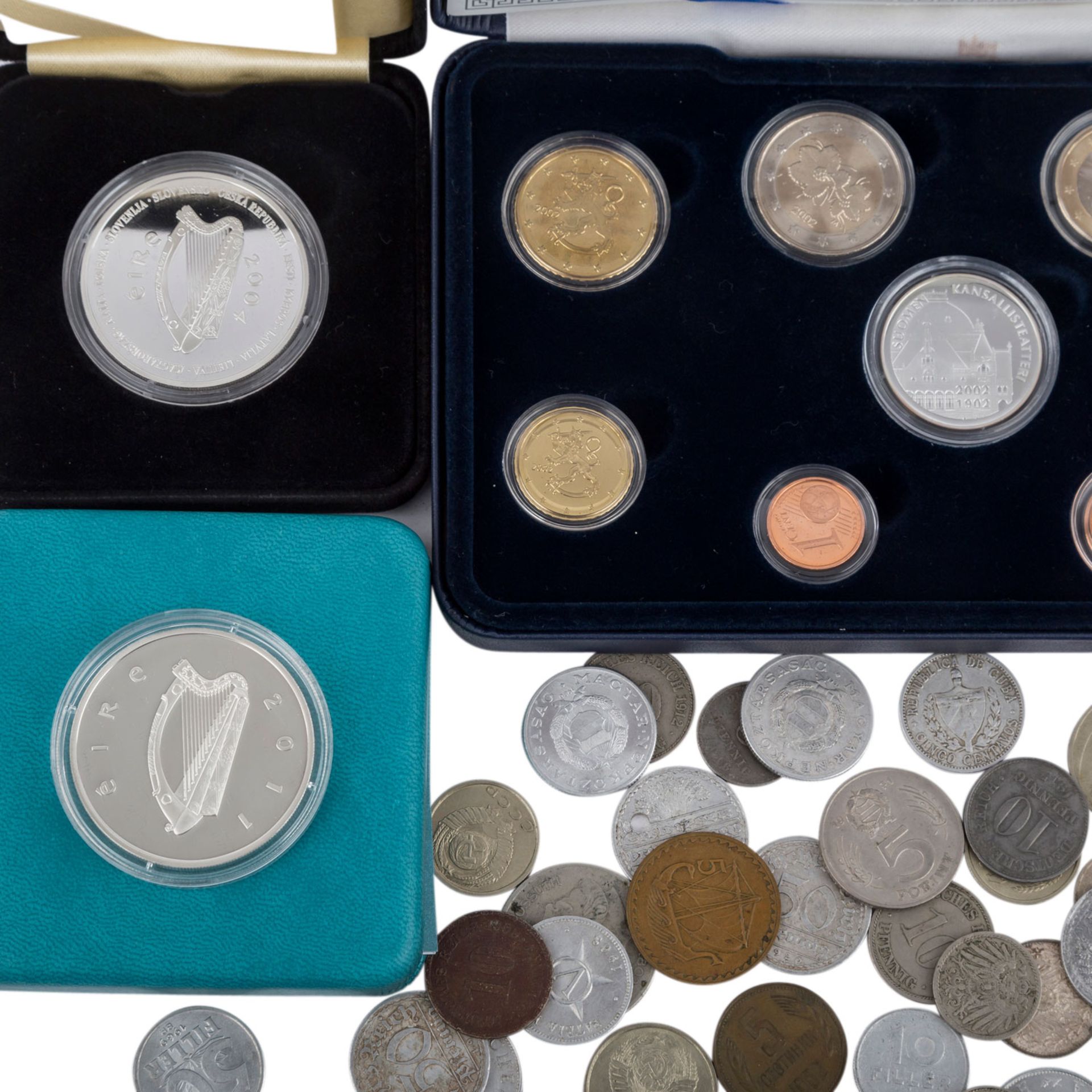 Restelot mit u.a. Prestige Kursmünzensatz Finnland 2002mit Medaille und 1 Cent bis 2 Euro Münzen, - Bild 2 aus 4