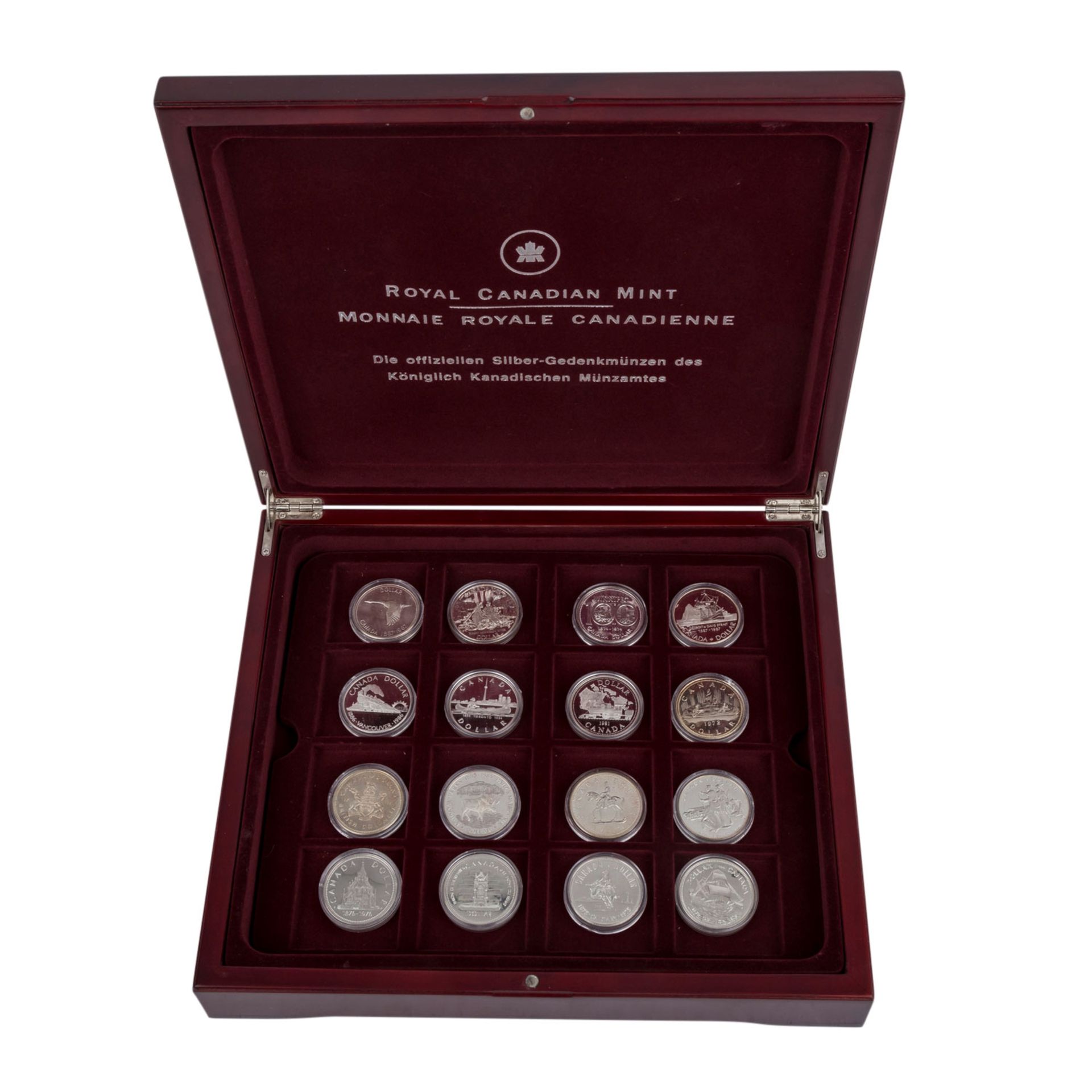 Kanada - Edition "Die offiziellen Silber-GedenkmünzenKanadas", Edelholzschatulle mit 16 Münzen,