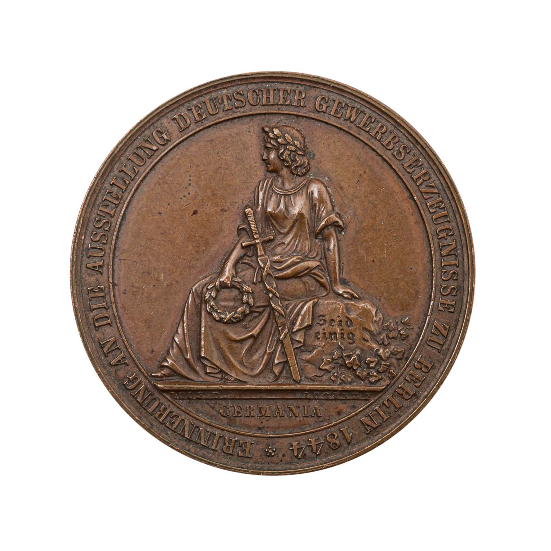 Brandenburg-Preußen - Bronzemedaille 1844, Auf die Gewerbeausstellungin Berlin 1844, ss-vz, leicht