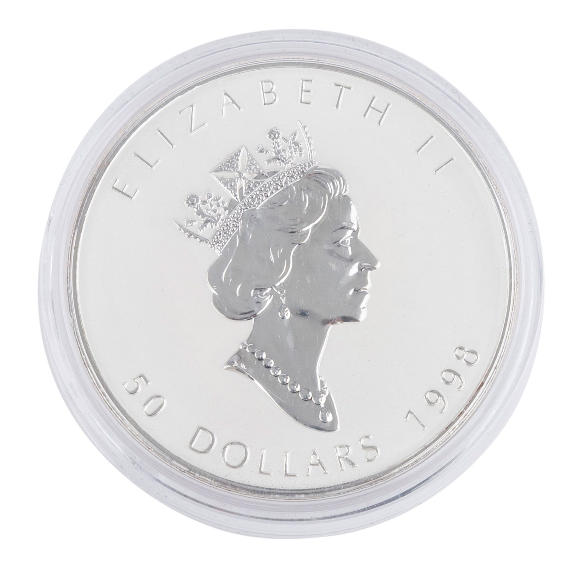 Kanada - 10 Unzen Maple Leaf,50 Dollars 1998, in Originaletui, verkapseltCanada - 10 ounces Maple - Bild 2 aus 2