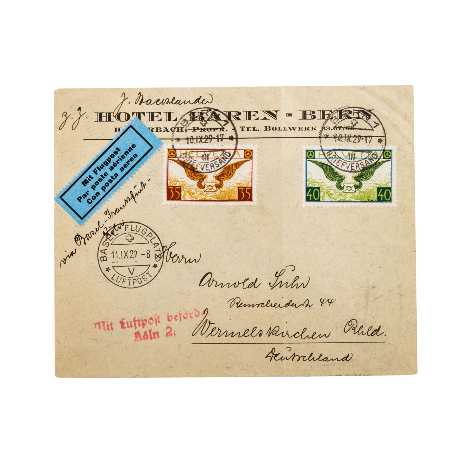 Schweiz - 1929, Lupo Brief nach Deutschland,frankiert mit Michel Nummern 233/34, Brief mit