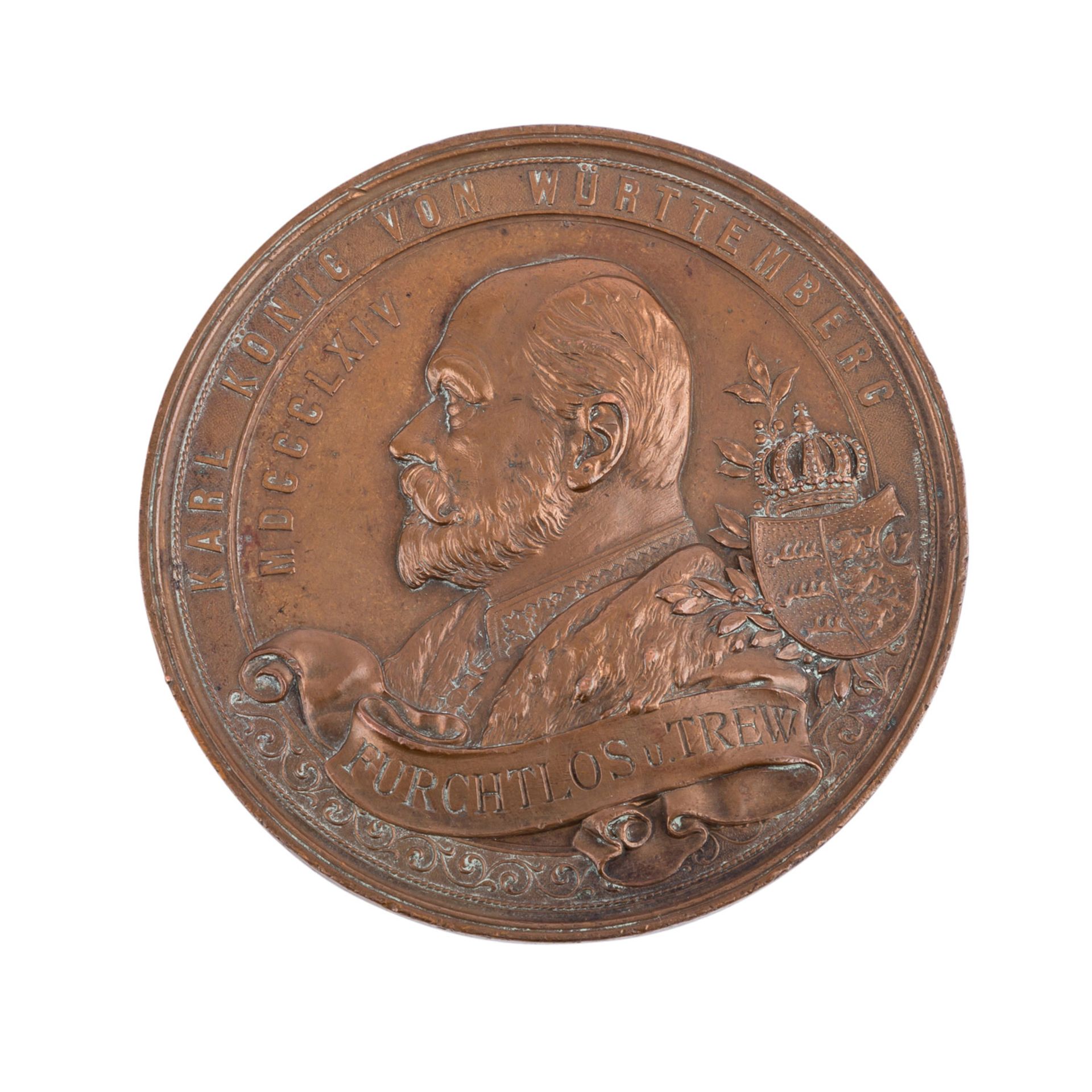 Württemberg - Bronzemedaille o.J. (1891), Auf König Karl und Graf Eberhard im Bart,Av: König Karl - Bild 2 aus 2