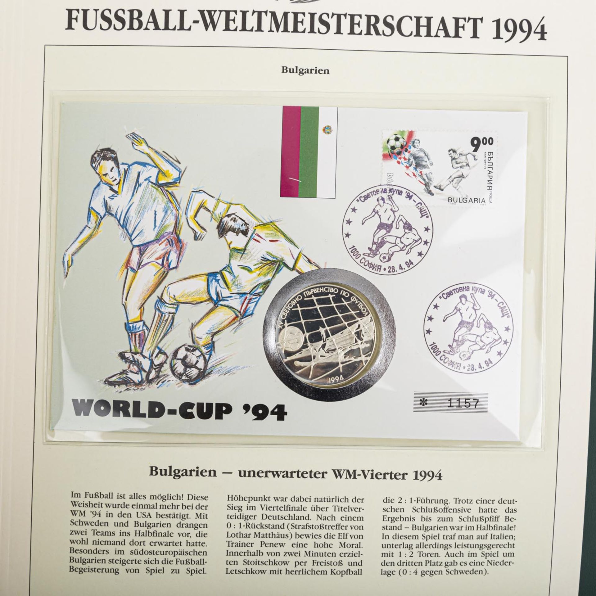 Nostalgie! Fußball WM 1994 - Diverse Wimpel und Album mit der offiziellen Briefmarkensammlungdes - Bild 3 aus 8