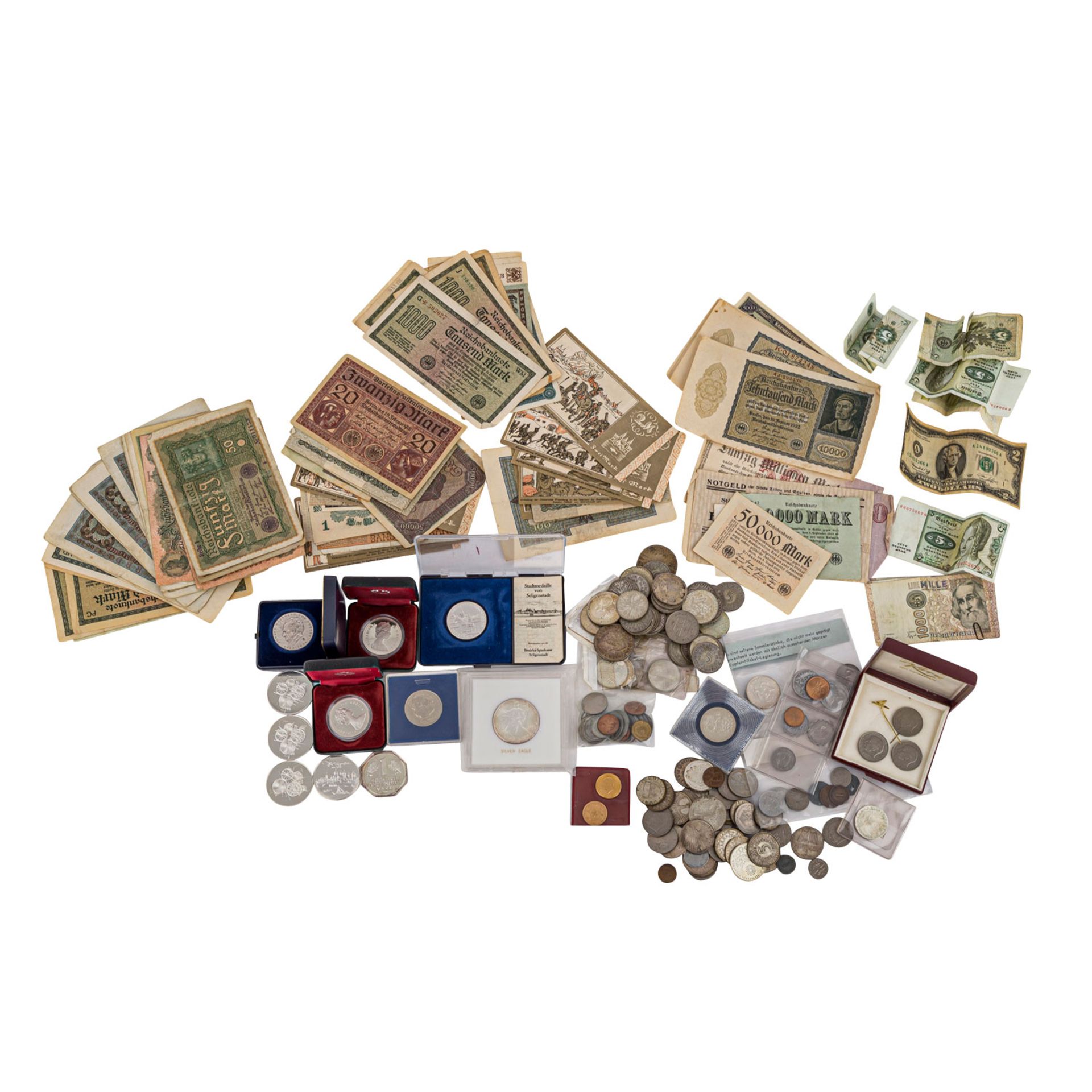Gemischtes Lot mit Silber und etwas GOLDin Form von Schweuz 20 Franken Vreneli 1935 LB und Türkei