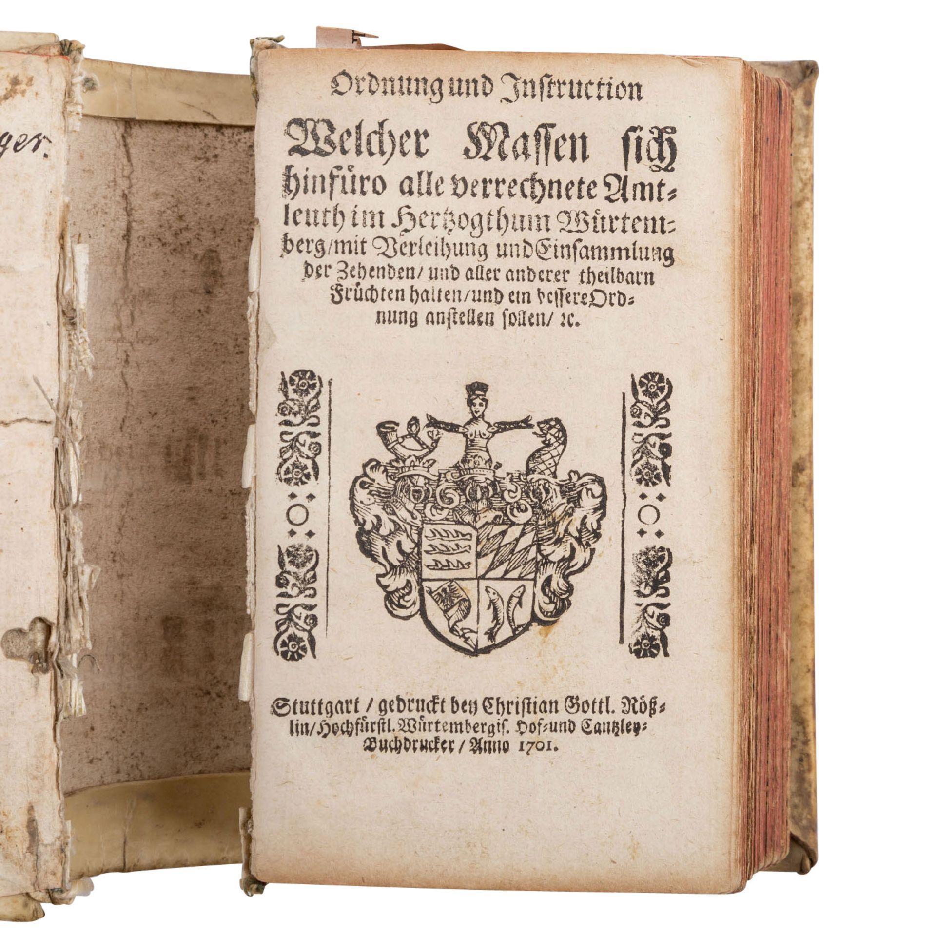 2 historische Bücher - "Ordnung und Instruction...Herzogtum Württemberg",Rößlin 1701 sowie " - Bild 3 aus 4