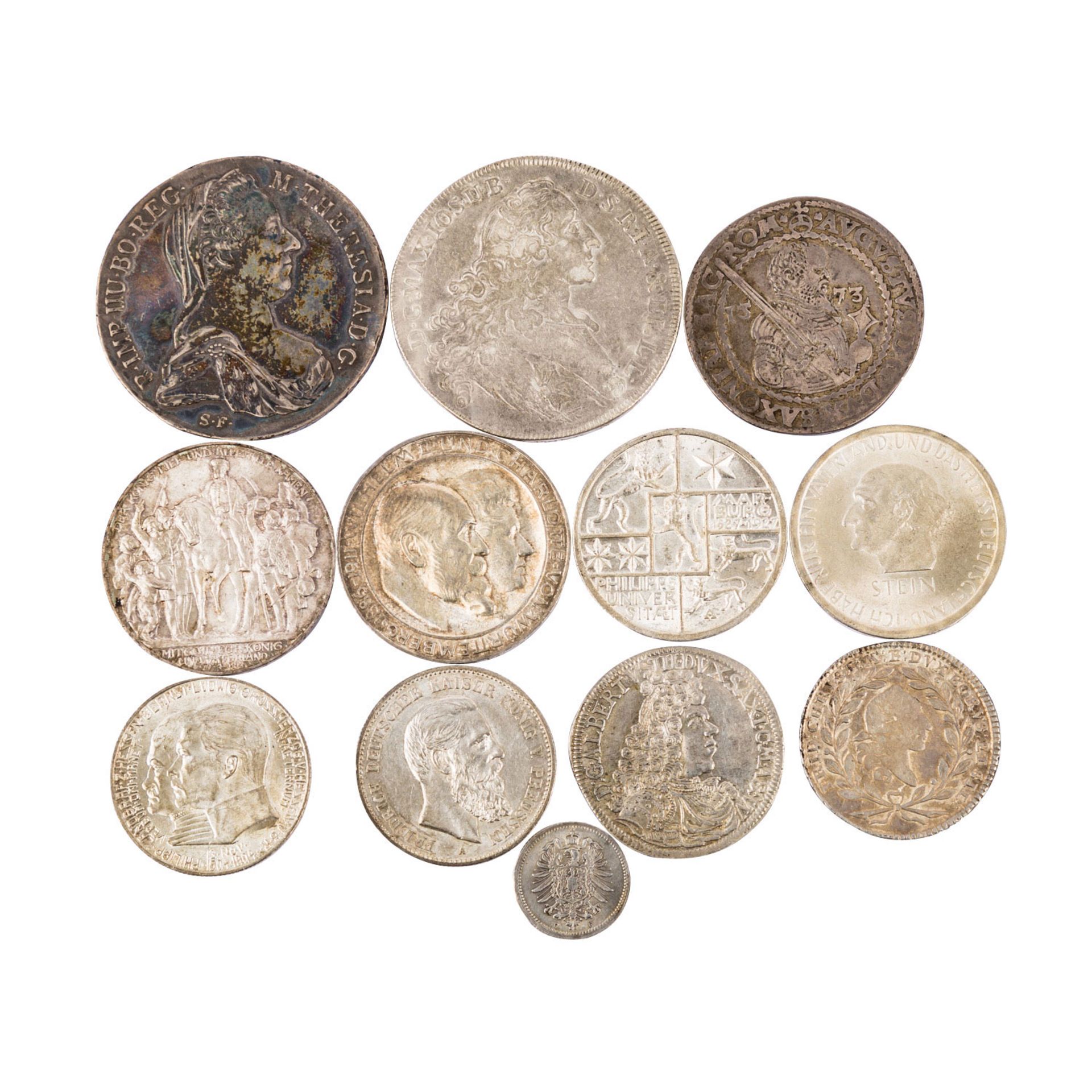 Altdeutschland / Dt. Reich - Konvolut von 12gereinigten Münzen, u.a. 1/2 Taler Sachsen 1573,
