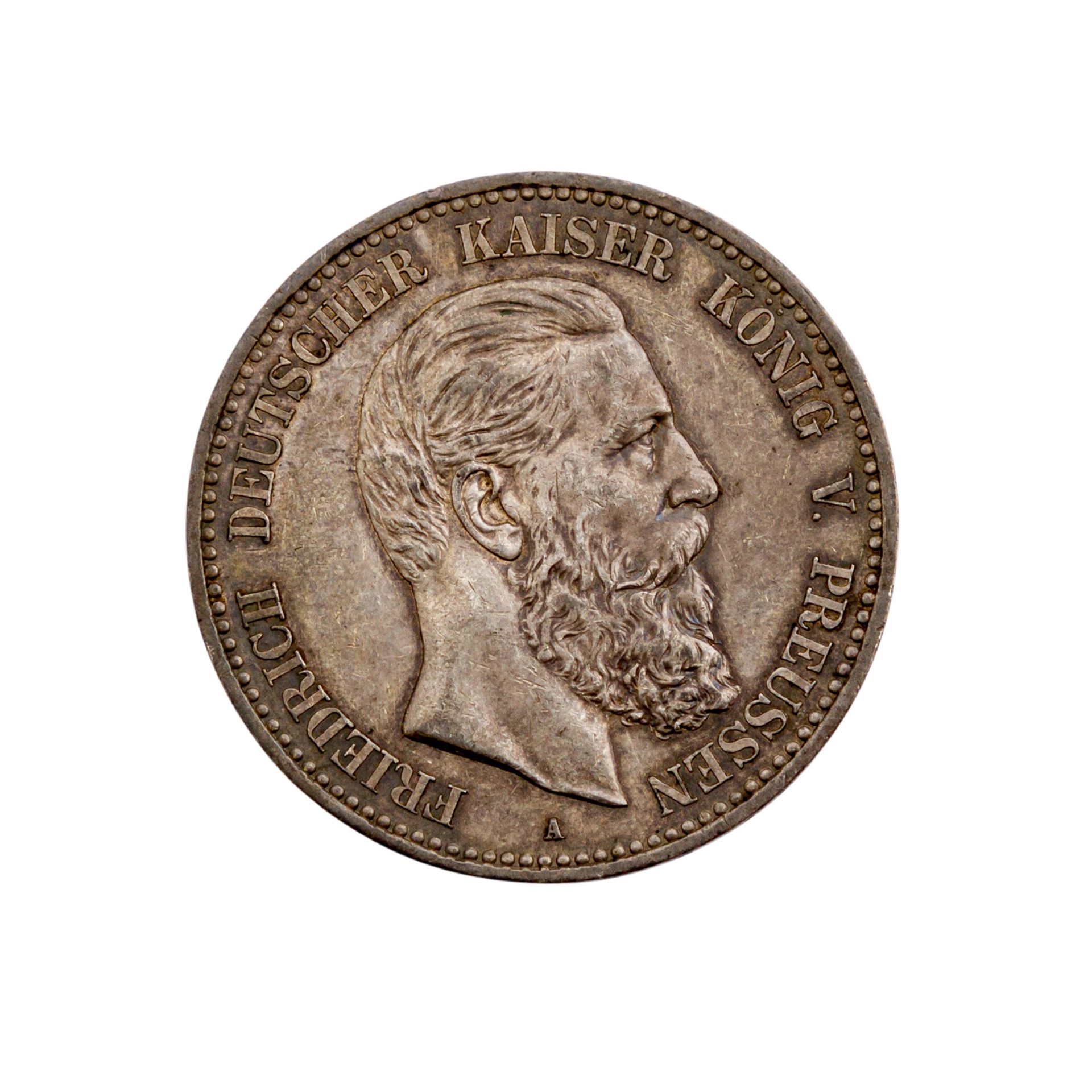 Preussen - 5 Mark 1888, Friedrich,ss+, PatinaPrussia, 5 Mark 1888, Friedrich, vf.+- - -27.00 %