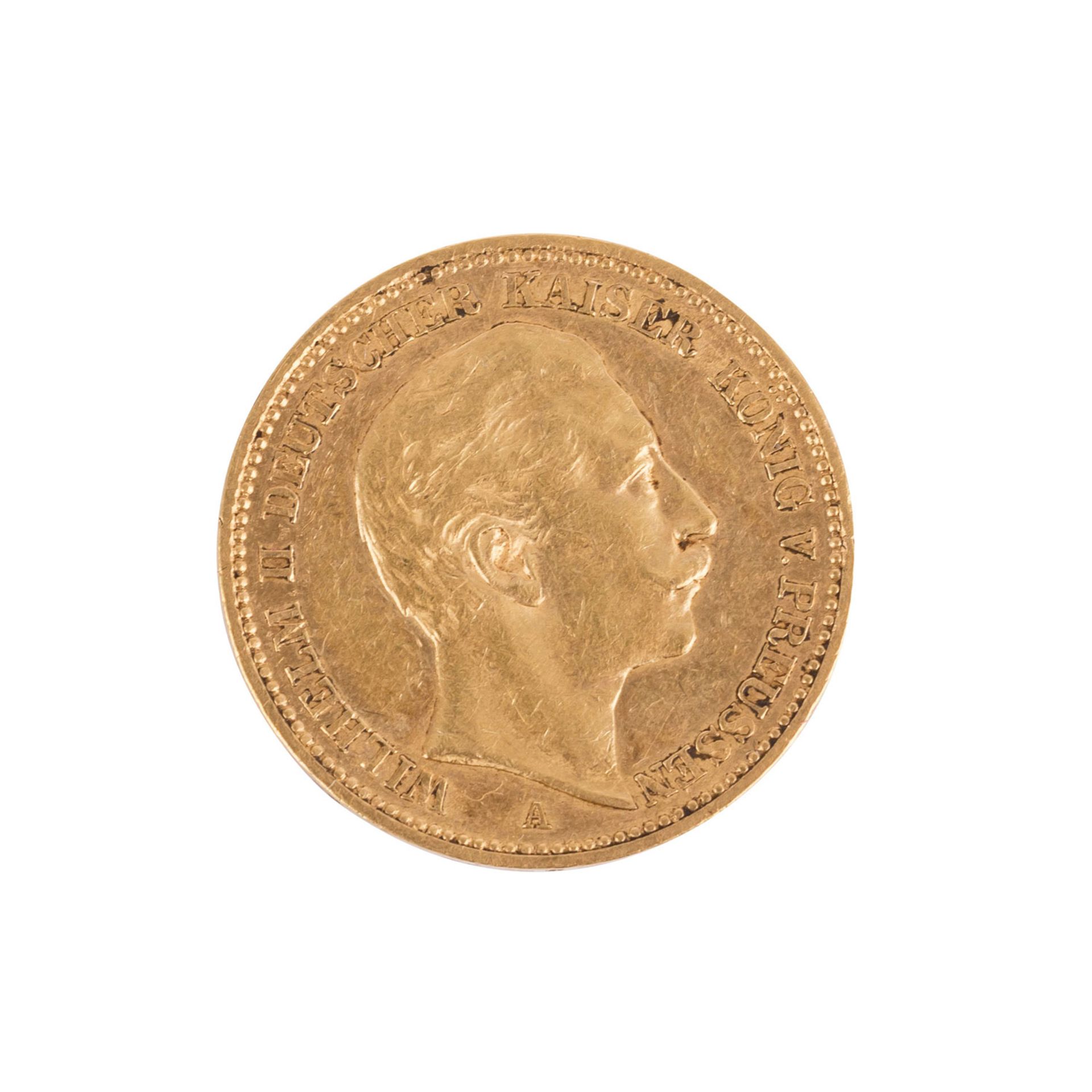 Preussen/GOLD - 20 Mark 1902 A,Wilhelm II., ca. 7,16 g fein, ss Prussia/GOLD - 20 Marks 1902 A, - Bild 2 aus 2