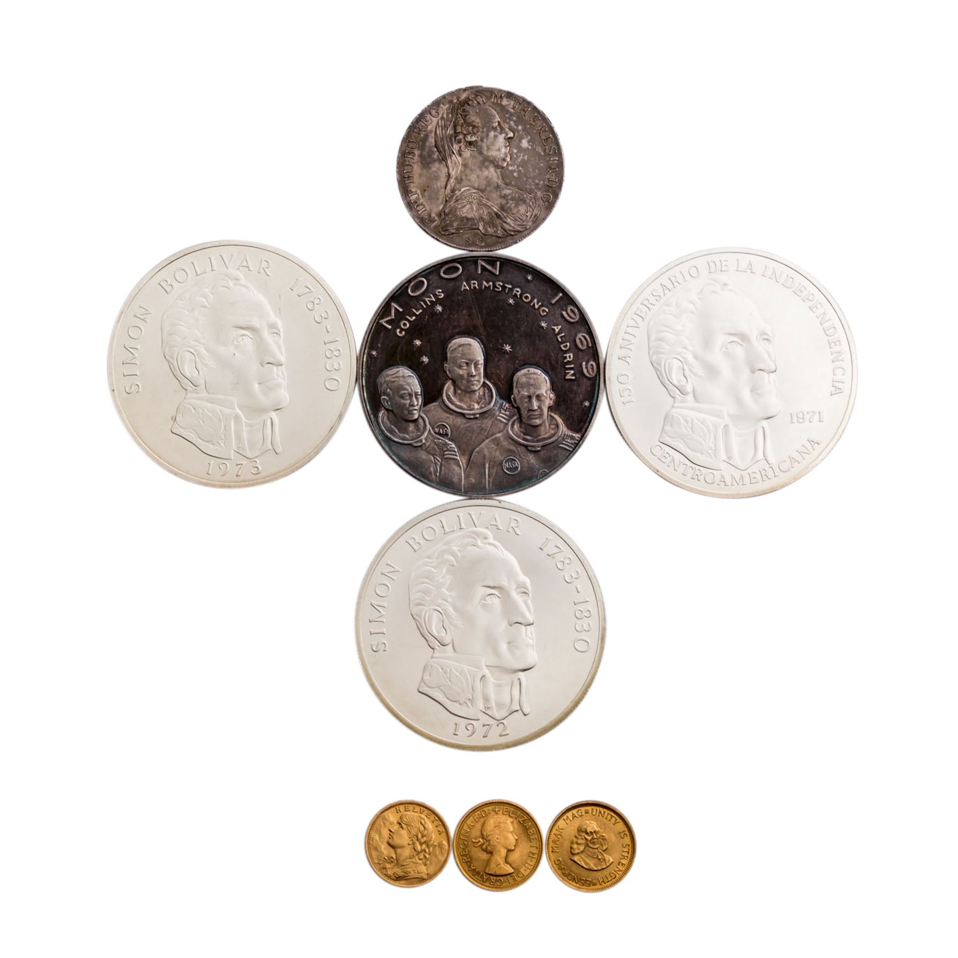 Konvolut Münzen und Medaillen, mit GOLD und SILBER -1 x GB - 1 Sovereign 1966, Elizabeth II., ss-