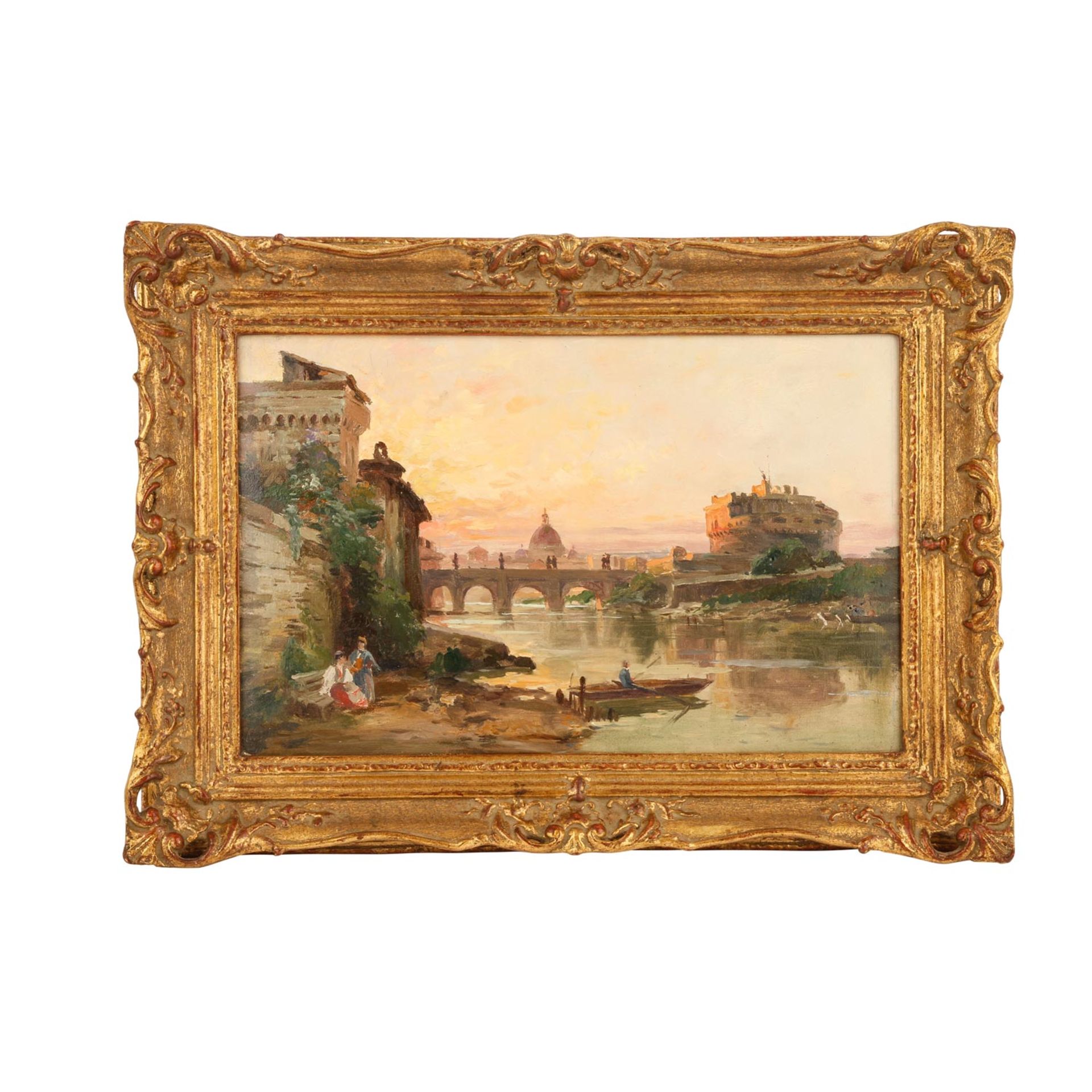 CORRODI, Hermann, ATTR./UMKREIS (H.C.: Frascati 1844-1905 Rom), "Rom, Fähre über den Tiber",mit - Bild 2 aus 4