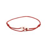 CARTIER Love C Armband,WG 18K an roter Kordel, versch. Längen möglich. Mit Tragespuren.Gewicht 3,