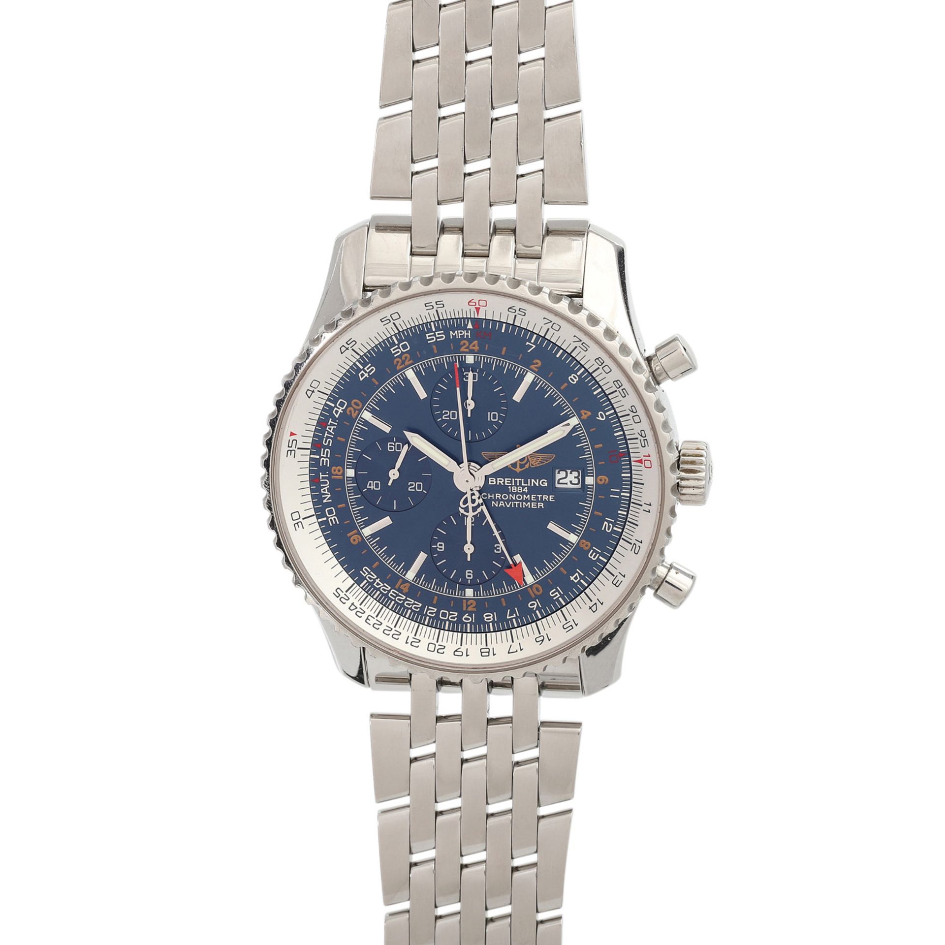 BREITLING Navitimer World Chronograph Herrenuhr, Ref. A 24322.Edelstahl. Automatic-Werk. Serien-