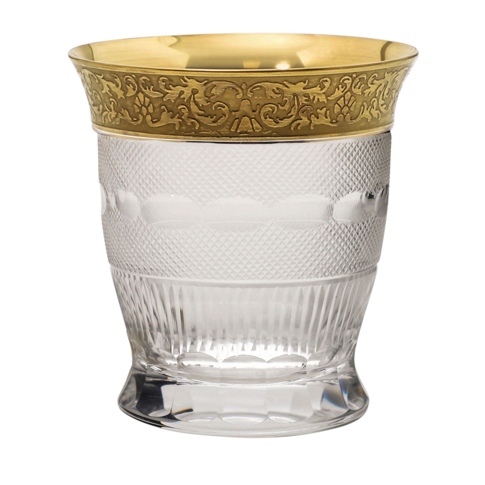 MOSER 4 Whiskybecher 'Splendid Gold', 20. Jhd.Feines Kristallglas mit Facettenschliff und breitem - Image 3 of 5