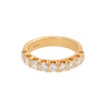 Halbmemory Ring, ca. 1,02 ct(grav.), FW (G) / VS, GG 18K, RW 54, leichte Tragespuren.Gewicht 5,