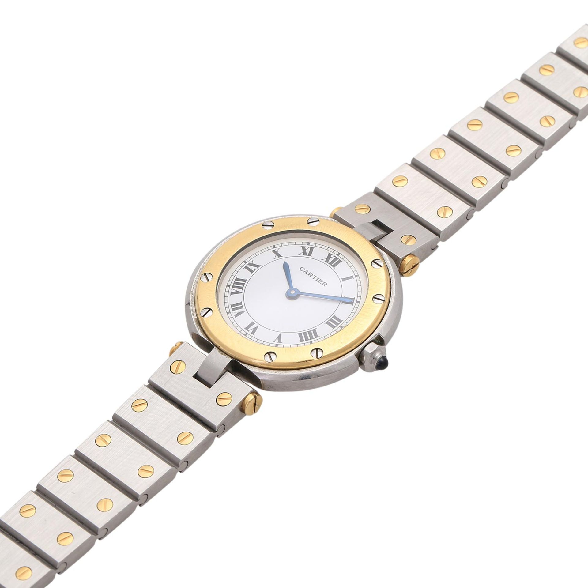 CARTIER Santos Rondé Damenuhr, ca. 1980/90er Jahre.Edelstahl/Gold 18K. Quarz-Werk (Uhr läuft zur - Image 4 of 6