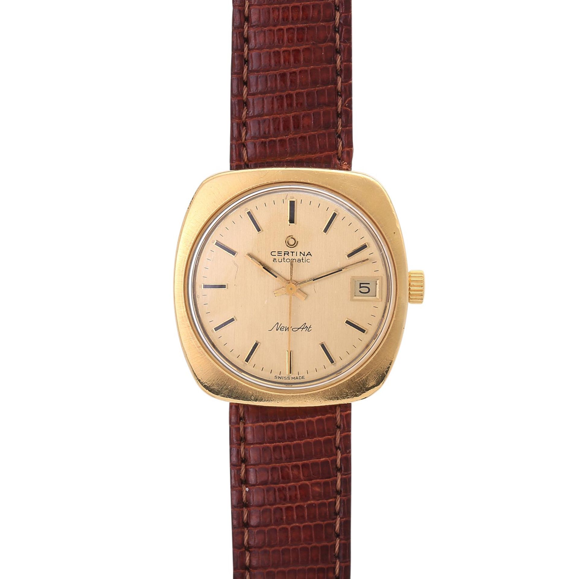 CERTINA Vintage Herrenuhr, ca. 1960/70er Jahre. Gold 18K.Automatic-Werk, Cal. 25-651. Lederband