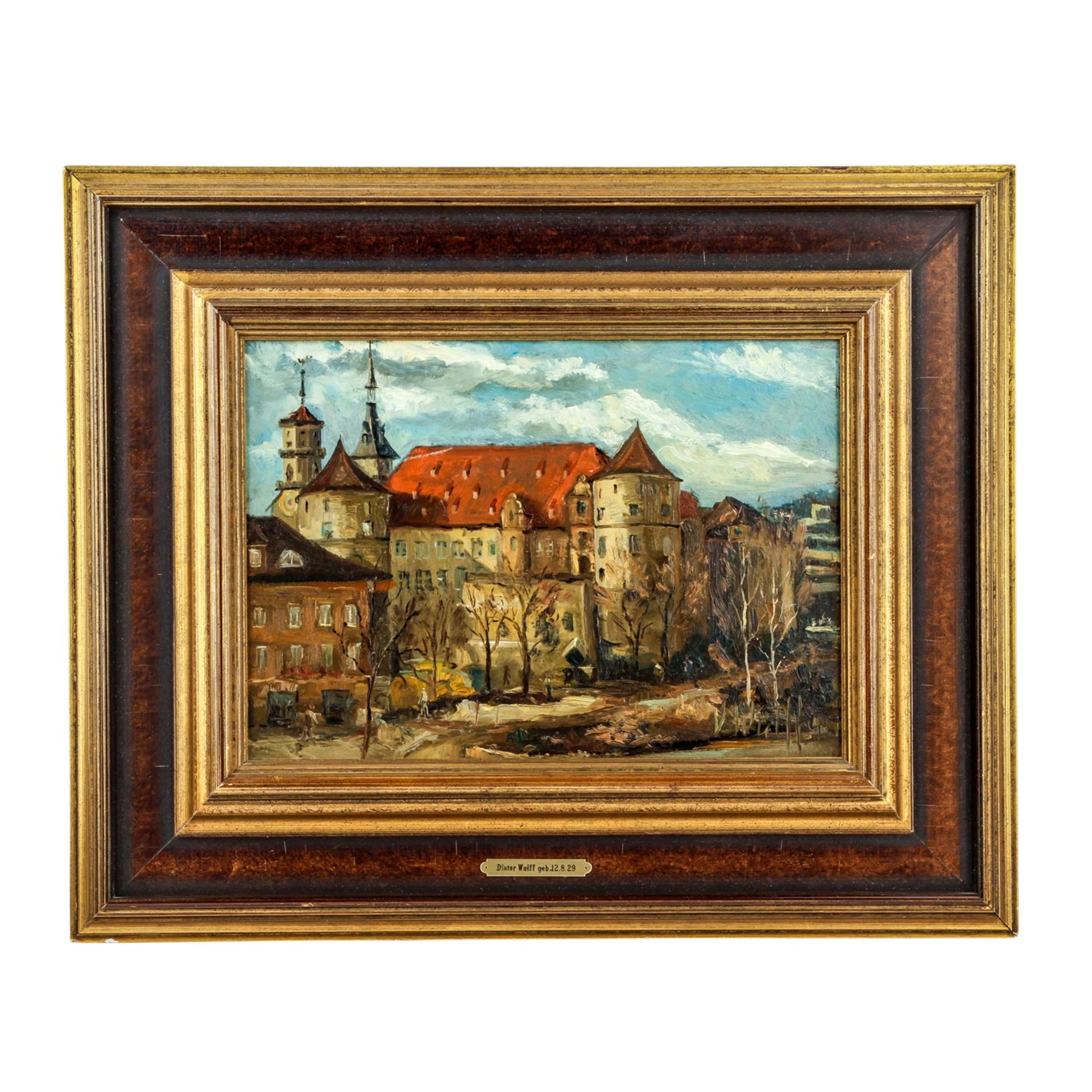 WULFF, DIETER (1929-?), "Stuttgart, das Alte Schloss",u.re. sign., verso Künstleretikett mit Vita, - Bild 3 aus 8