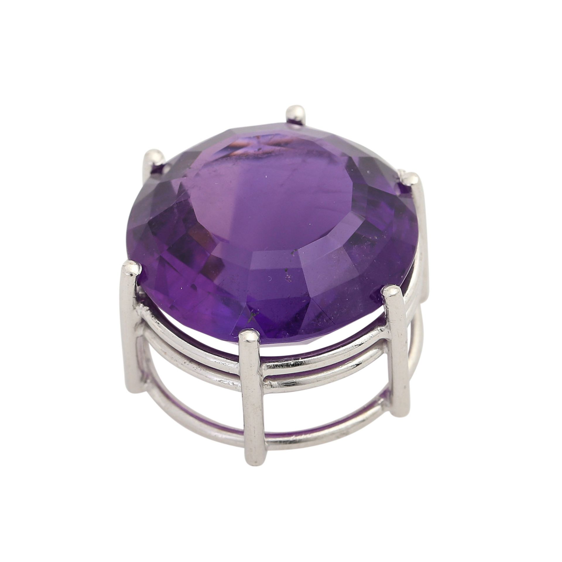 Anhänger mit rund fac. Amethyst, ca. 20ct,D: ca. 18 mm, WG 14K, Drahtchaton zum Durchziehen, - Image 3 of 4