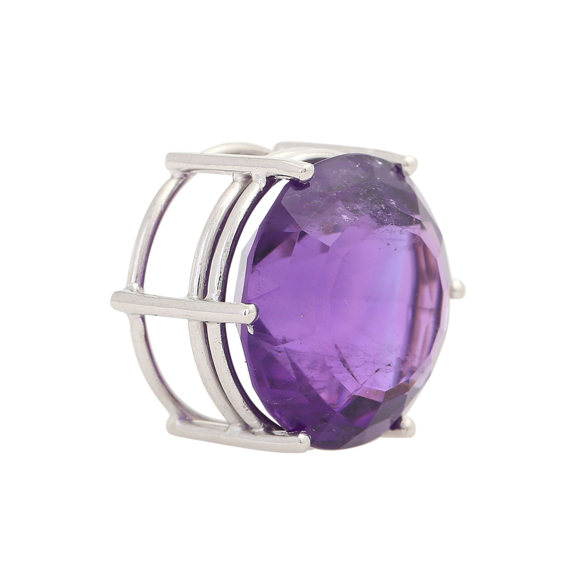 Anhänger mit rund fac. Amethyst, ca. 20ct,D: ca. 18 mm, WG 14K, Drahtchaton zum Durchziehen, - Image 2 of 4