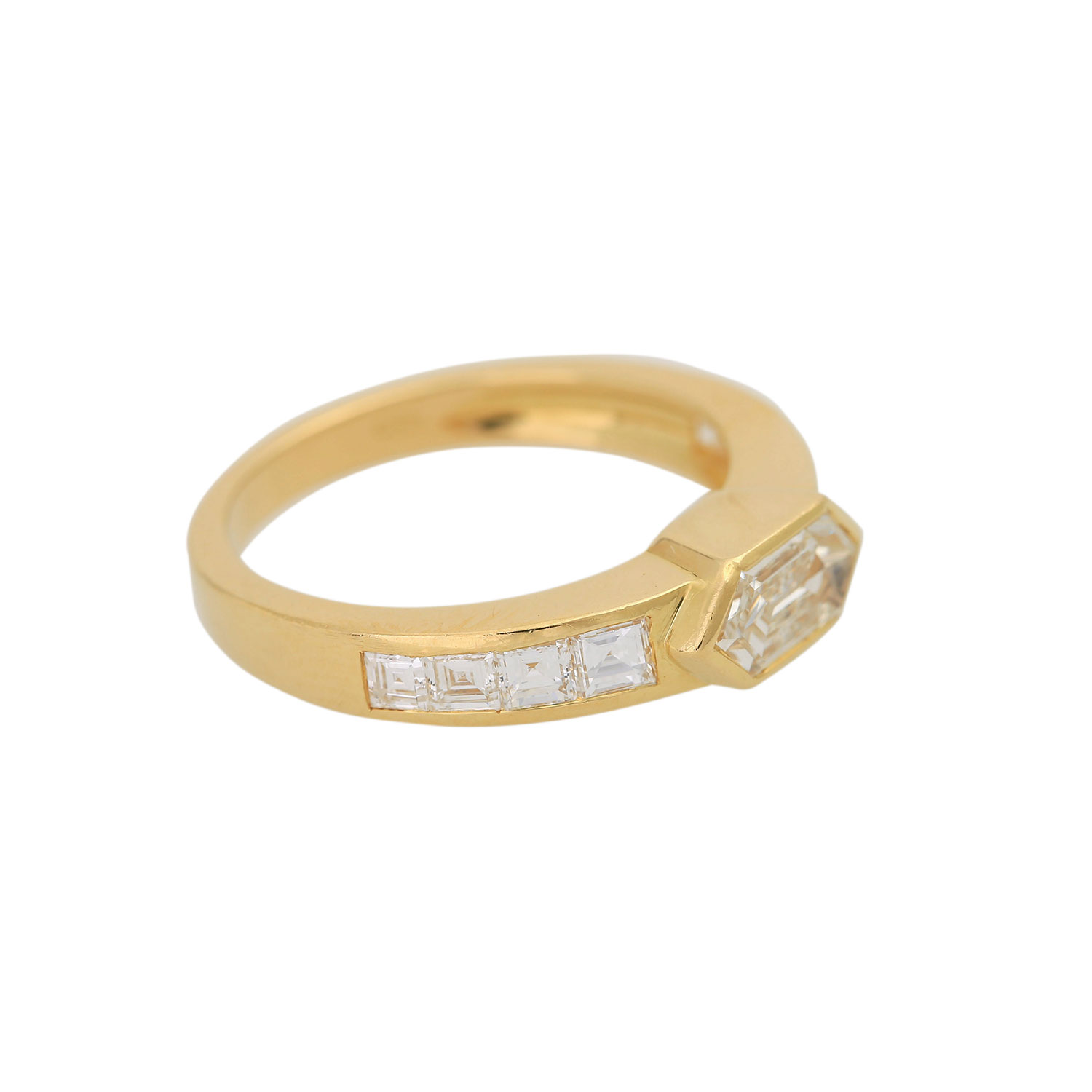 Damenring mit 1 Diamant im Phantasieschliffca. 0,4 ct GET / VVS, sowie Diamantcarrés zus. ca. 0,6 ct - Image 2 of 7