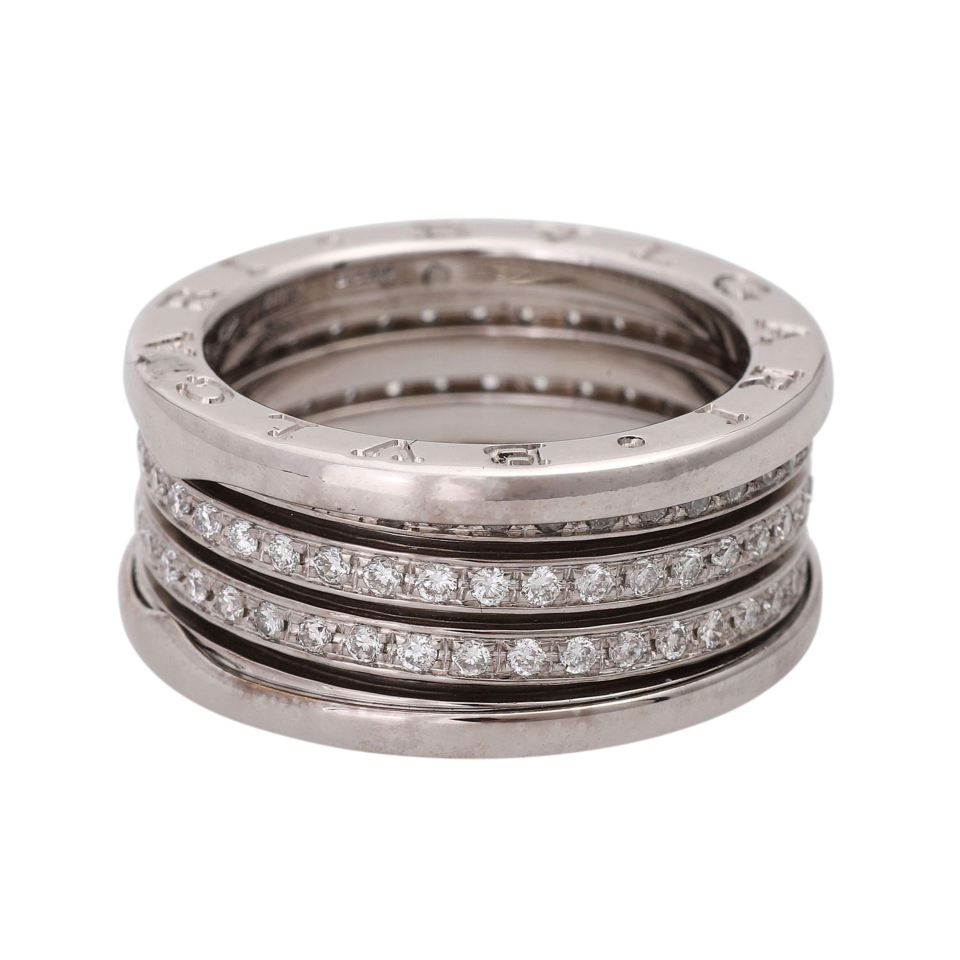 BULGARI Ring "B. Zero"in WG 18K mit 4 Brillantbändern, RW: ca. 56, B: ca. 10 mm. KP 5.650 €, - Image 3 of 5