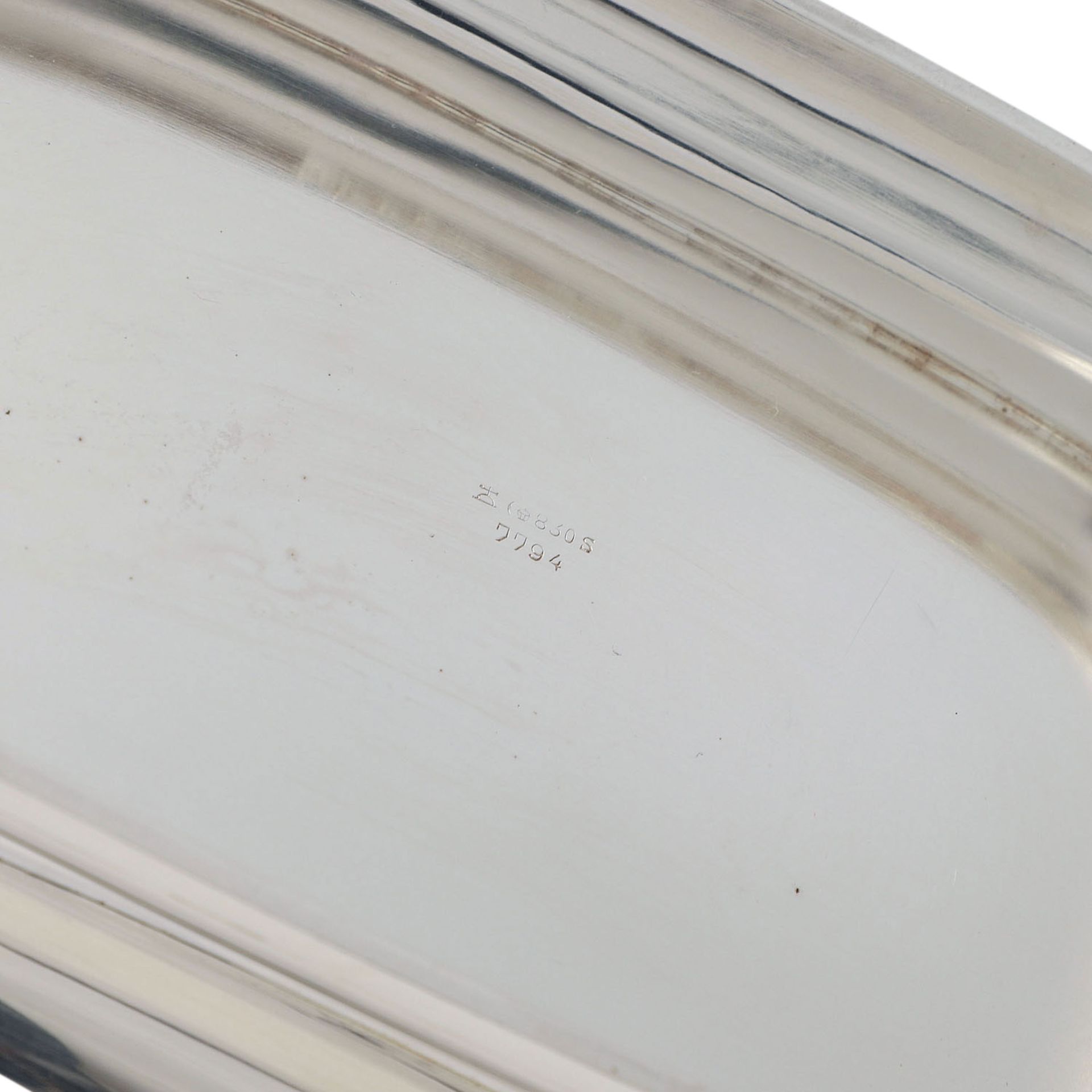 WILKENS Henkelschale, 830 Silber, 20. Jhd.Ovalschale auf eingezogenem, profiliertem Stand, fester - Image 6 of 6