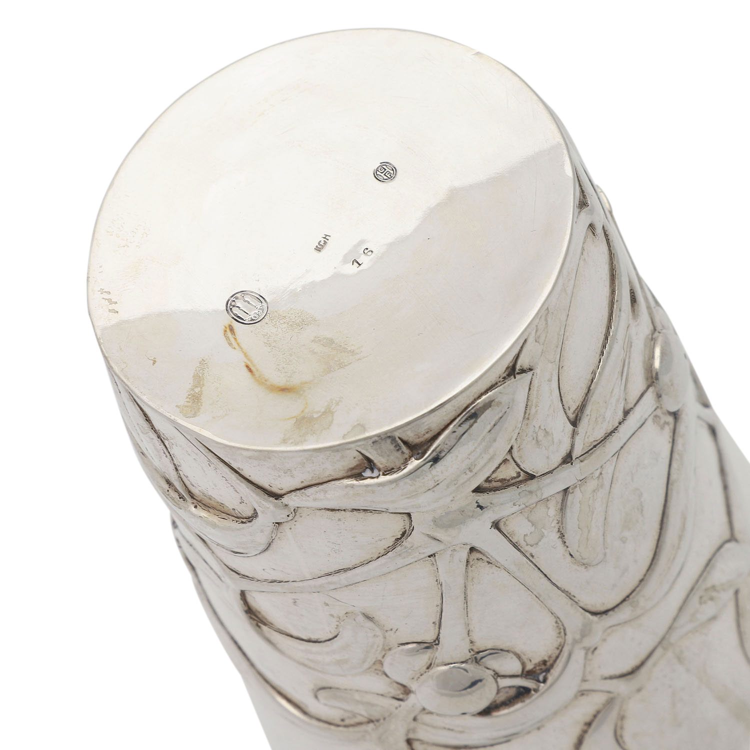 DÄNEMARK Jugendstil-Vase, Silber, um 1909.CHRISTIAN F. HEISE, hohe, konische Form mit Reliefdekor - Image 6 of 6