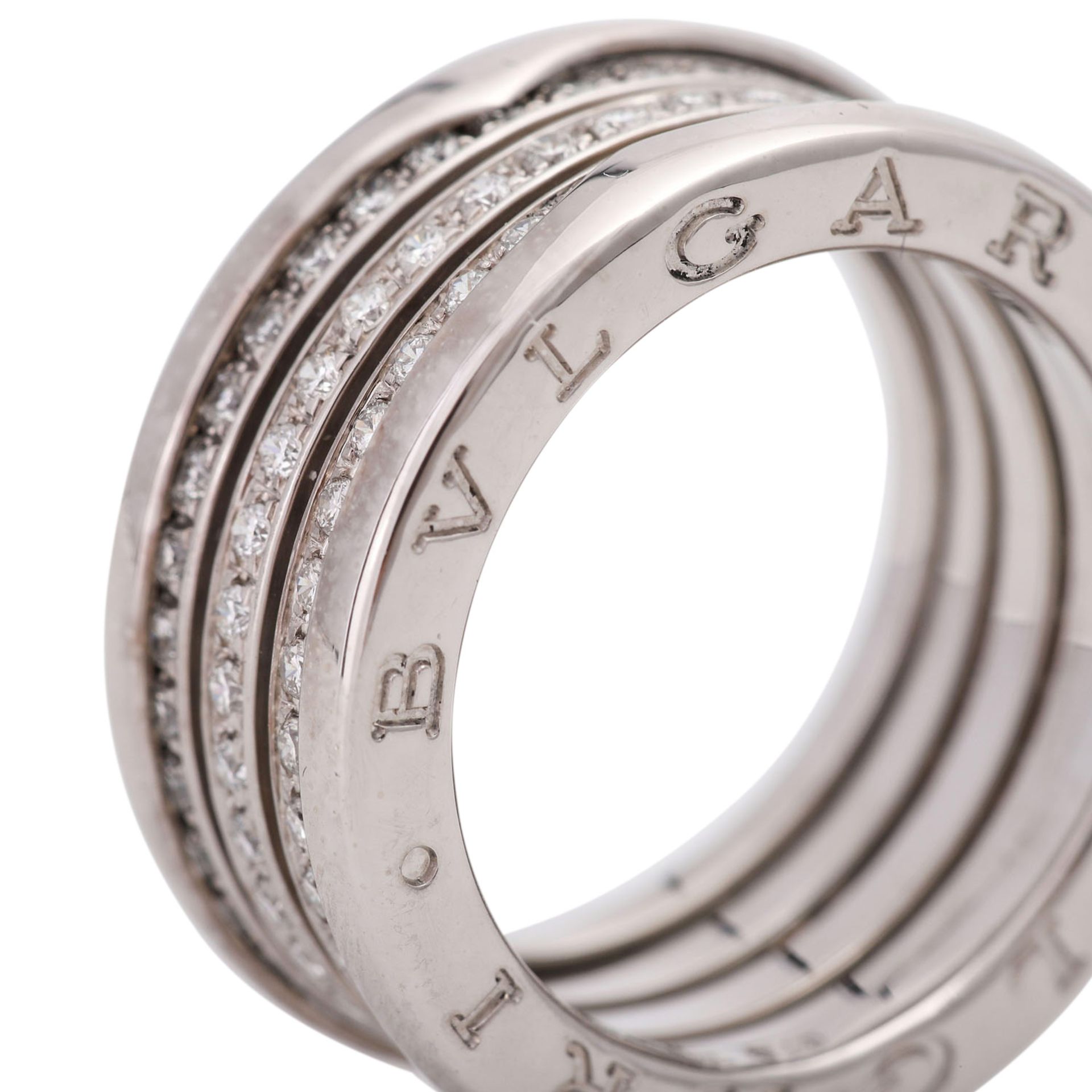 BULGARI Ring "B. Zero"in WG 18K mit 4 Brillantbändern, RW: ca. 56, B: ca. 10 mm. KP 5.650 €, - Image 5 of 5