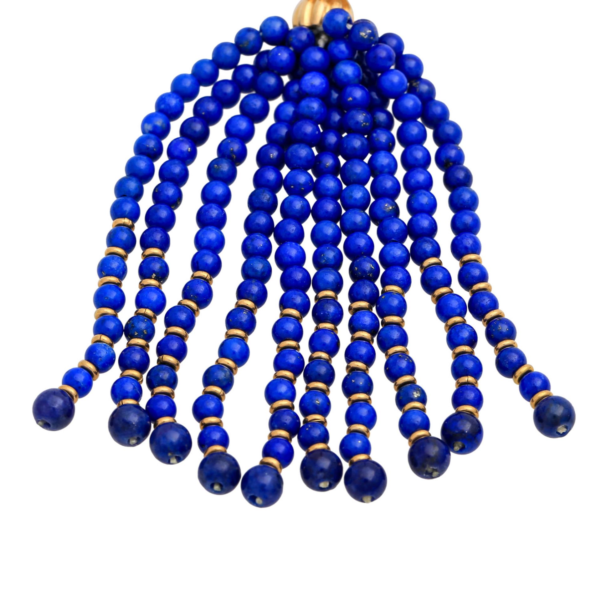 Lapislazuli-Kugelkette,L: ca. 90 cm, D: 10,5 mm, mit 2 Bajonettschließen zum Wechseln, GG 18K, 1x - Image 8 of 8