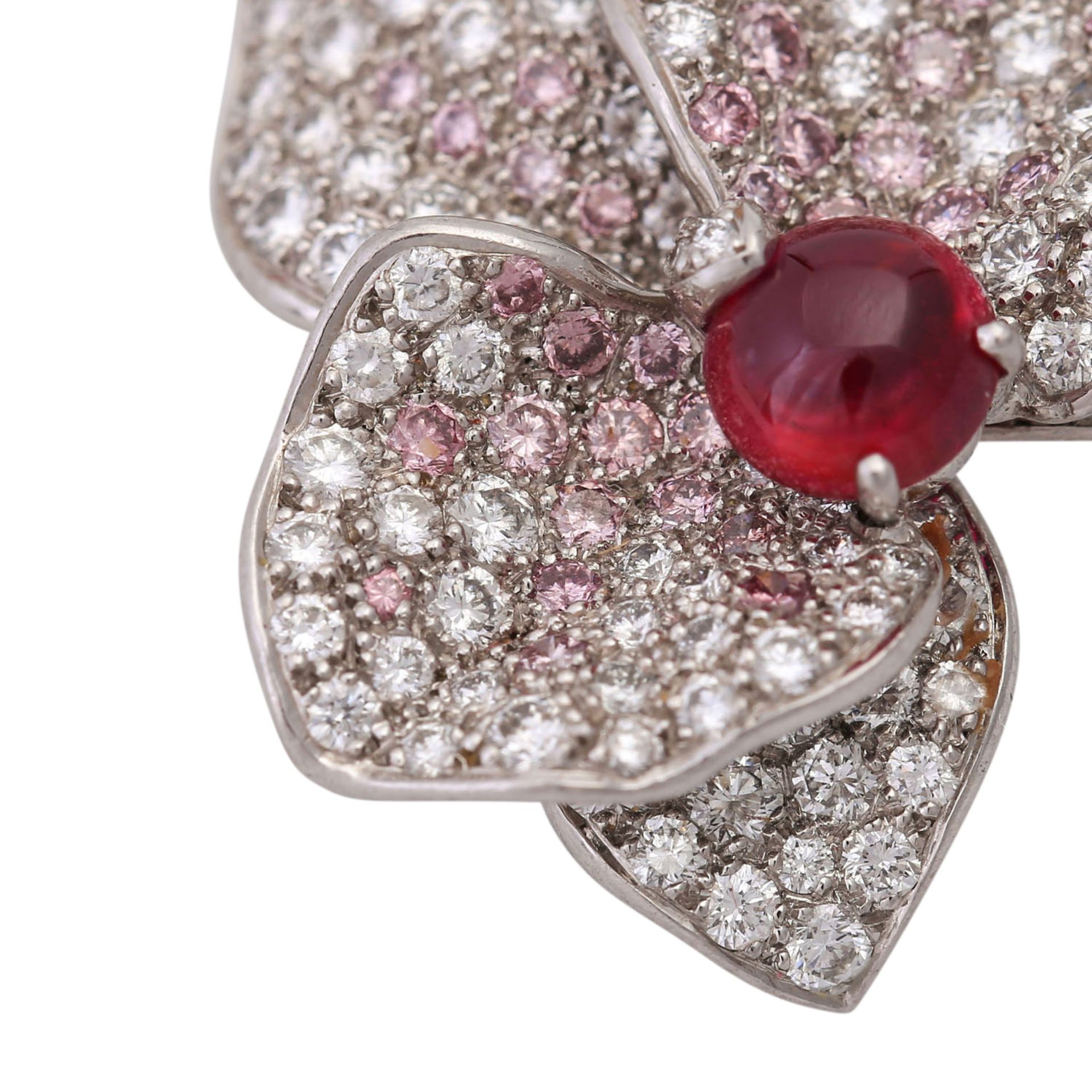 CARTIER Brosche "Caresse d'orchidées"mit weißen und pinkfarbenen Brillanten von zus. ca. 3,1 ct, 2 - Image 6 of 8