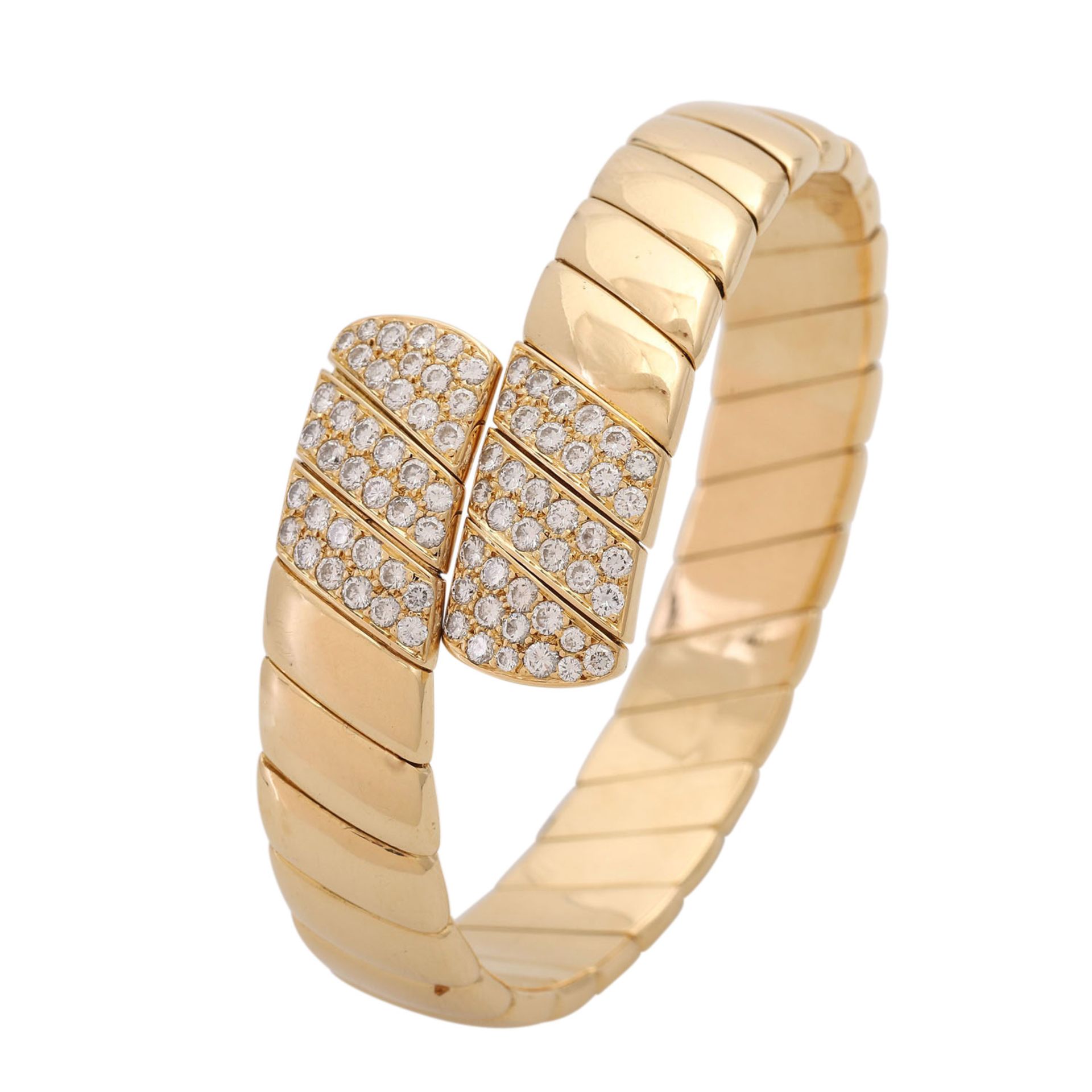 CARTIER flexible Armspange mit Brillantbesatzzus. ca. 3,8 ct FW (F-G) / VS in GG 18K, Innenumfang - Bild 4 aus 5