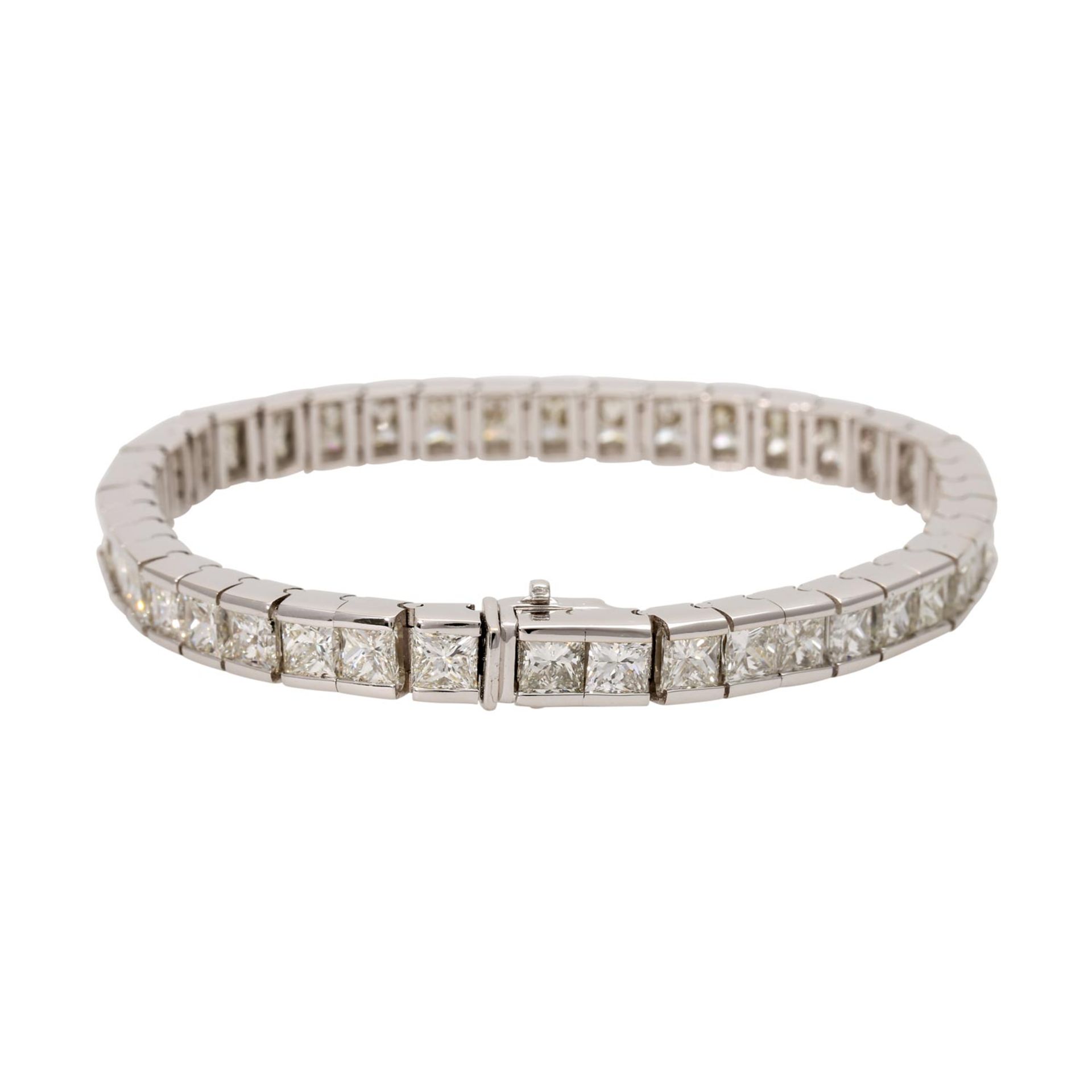 Armband mit 42 Diamanten im Prinzess-Schliff ca. 20 ct,GW-GET (L-M) / VVS-SI1 in WG 18K, L: ca. 18 - Bild 4 aus 8