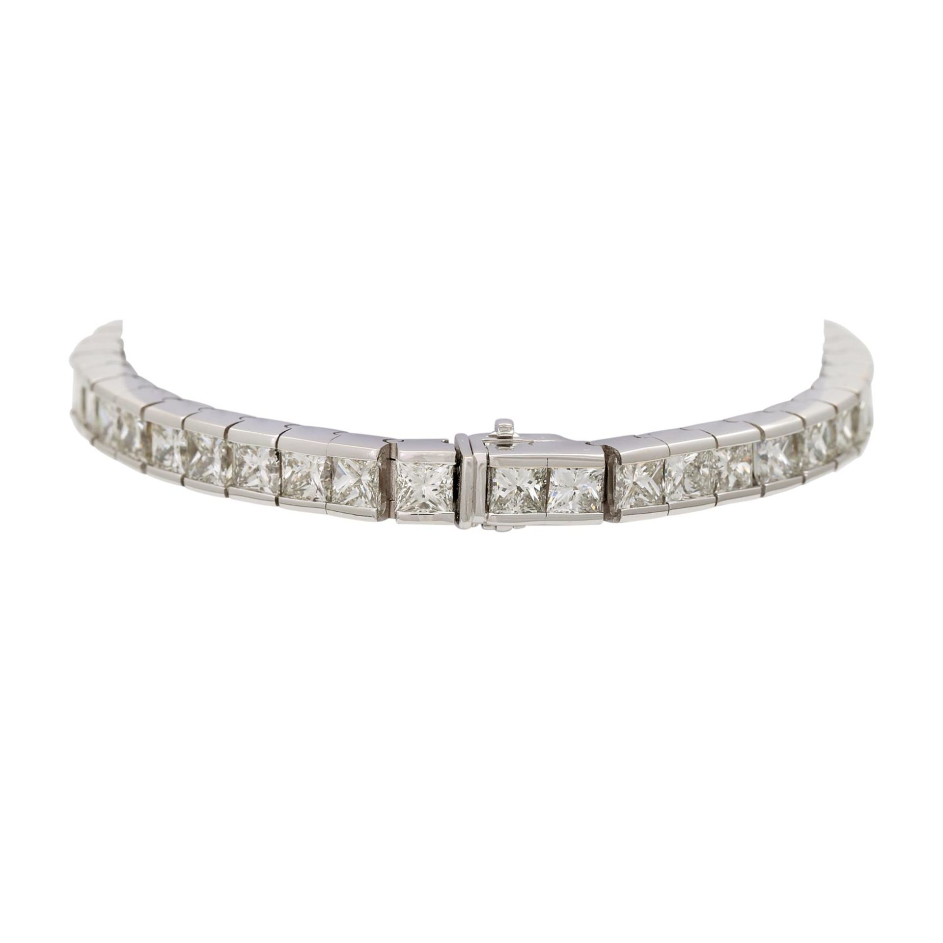 Armband mit 42 Diamanten im Prinzess-Schliff ca. 20 ct,GW-GET (L-M) / VVS-SI1 in WG 18K, L: ca. 18 - Bild 2 aus 8
