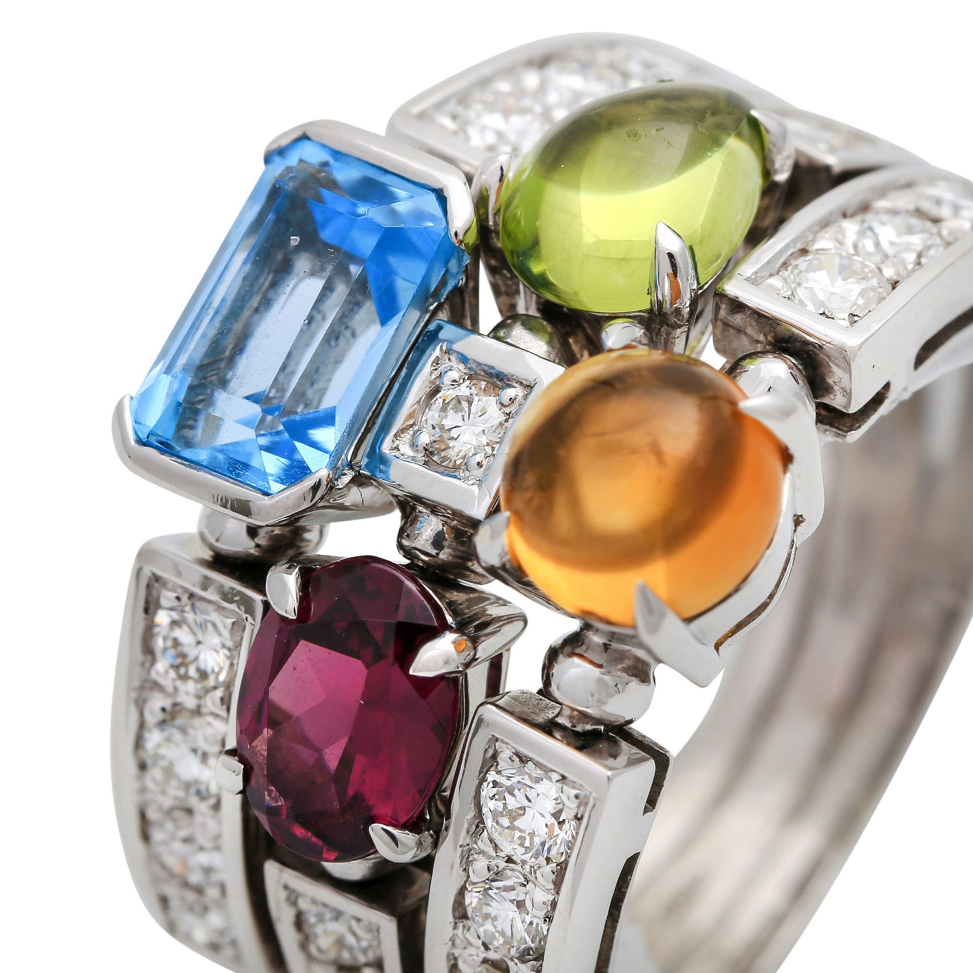 BULGARI Ring "Allegra"mit versch. Farbedelsteinen wie Topas (beh.), Peridot, Citrin, Turmalin u. - Image 6 of 7