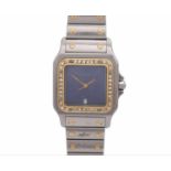 CARTIER Santos Damenuhr, Ref. 187901, ca. 80/90er Jahre. Edelstahl/Gold 18K.Diam.-Lünette. Quarz-