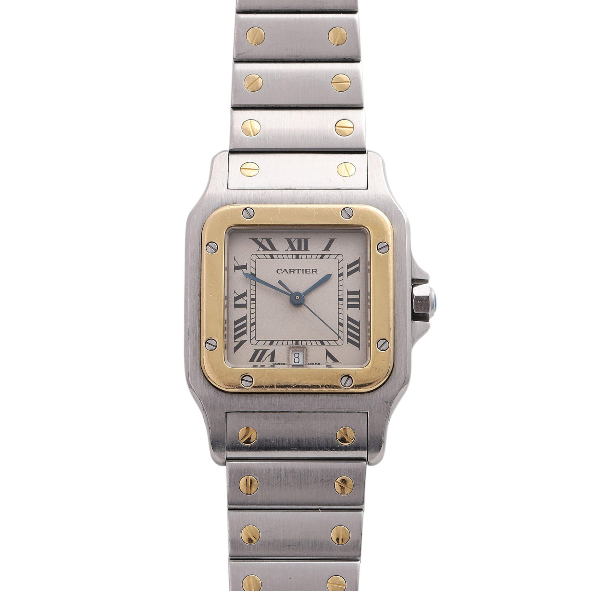 CARTIER Santos Damenuhr, Ref. 187901, ca. 80/90er Jahre.Edelstahl/Gold 18K. Quarz-Werk (Batterie neu