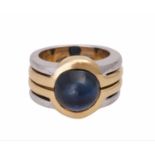 PFANDAUKTION: 1 Ring bicolor mit Saphircabochon 4,4 ct.und Zertifikat (750 kt 16,7 gr.), Pfand-