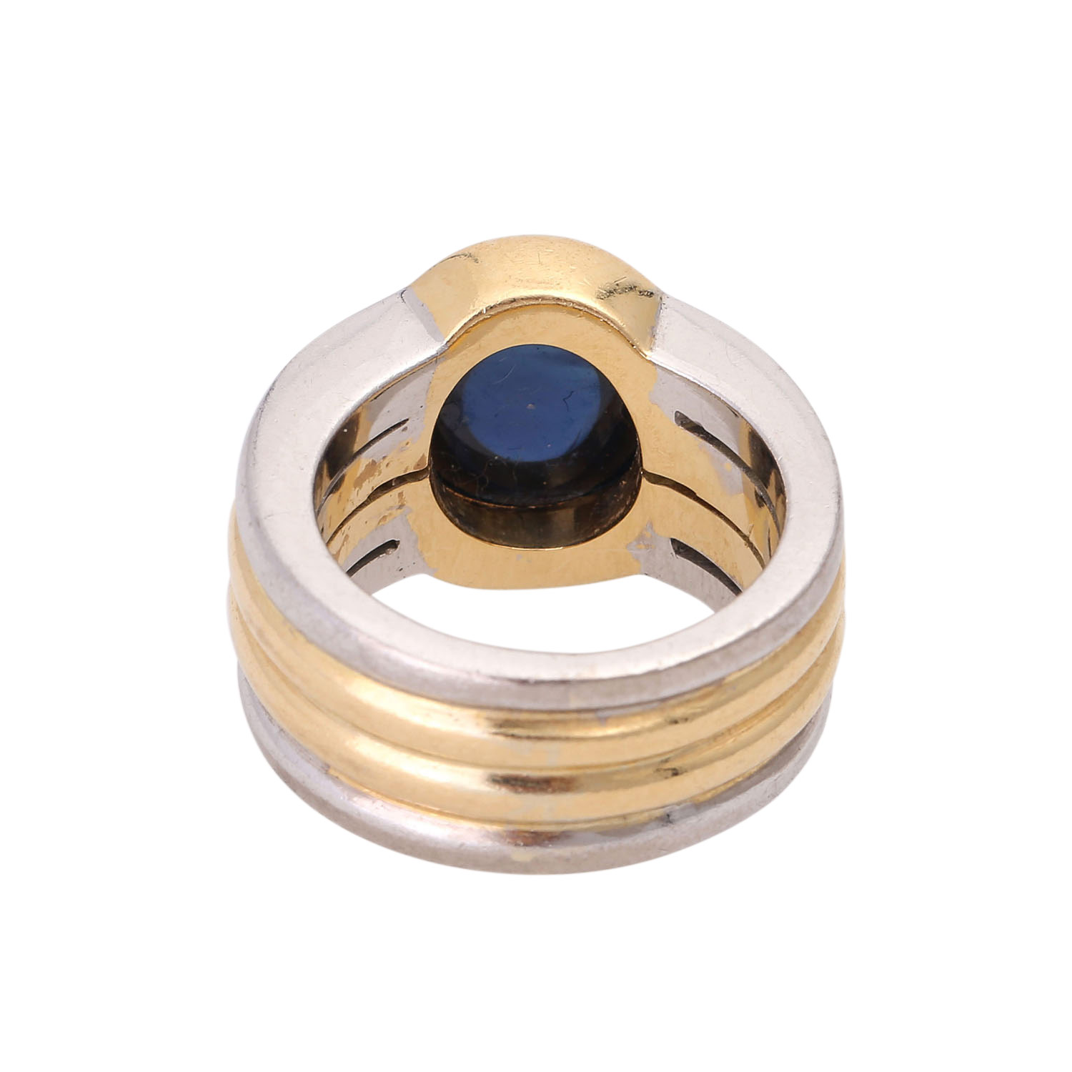 PFANDAUKTION: 1 Ring bicolor mit Saphircabochon 4,4 ct.und Zertifikat (750 kt 16,7 gr.), Pfand- - Image 4 of 4