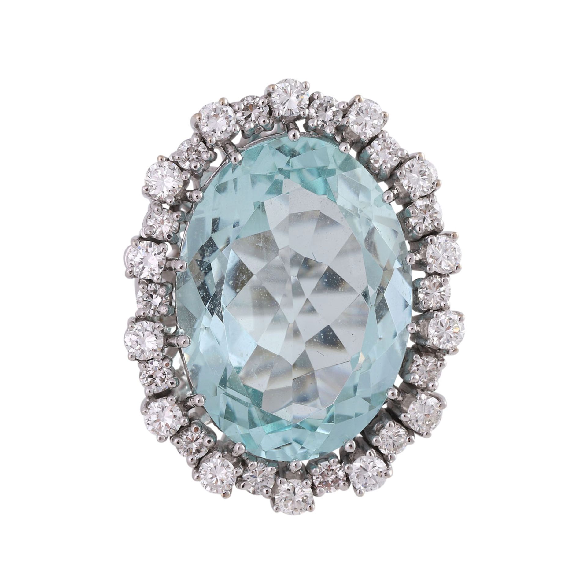 Ring mit Brillanten und großem Aquamarinvon ca. 21,05 ct, Brill. ca. 1,82 ct, WEISS (H)/IF, alle