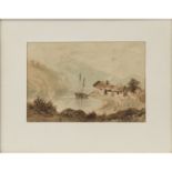 PETERS, Pieter Francis, ATTRIBUIERT (Nymwegen 1818-1903 Stuttgart), "Hütte am Gebirgssee",am Ufer