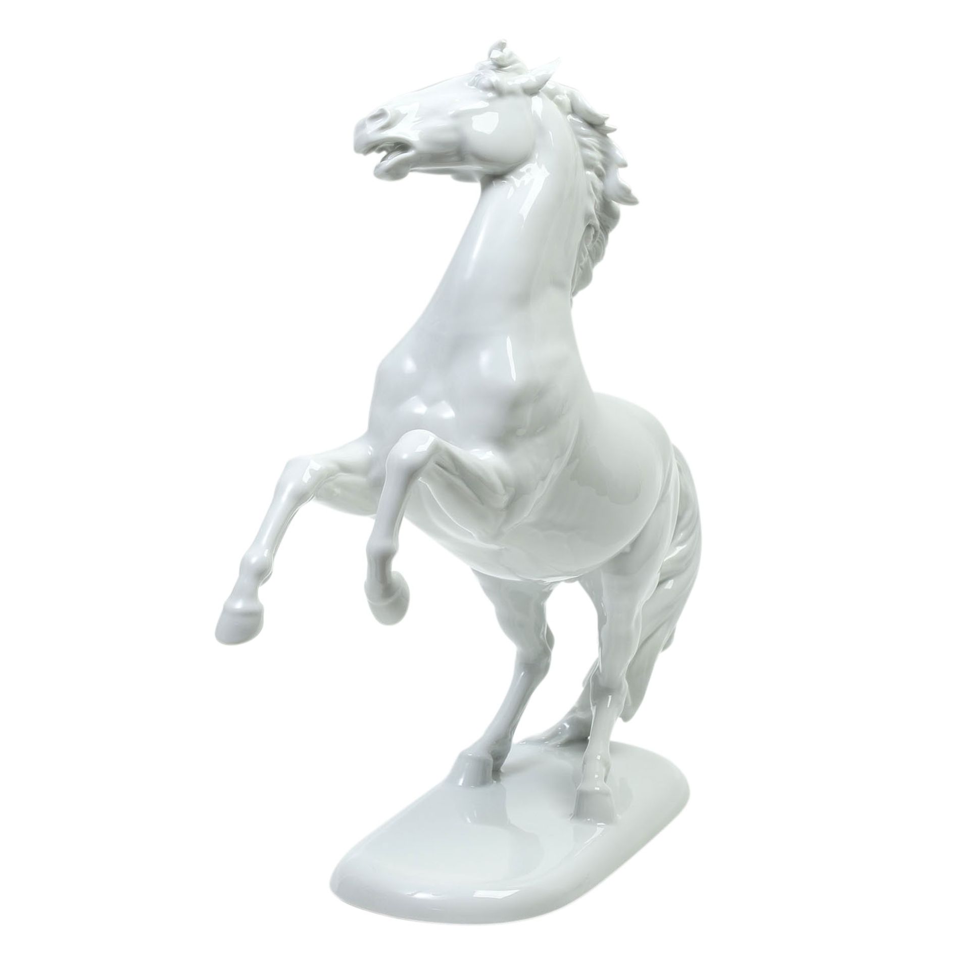 ROSENTHAL 'Steigendes Pferd', nach 1957.Weißporzellan, naturalistisch dargestelltes Pferd auf ovaler - Bild 3 aus 6